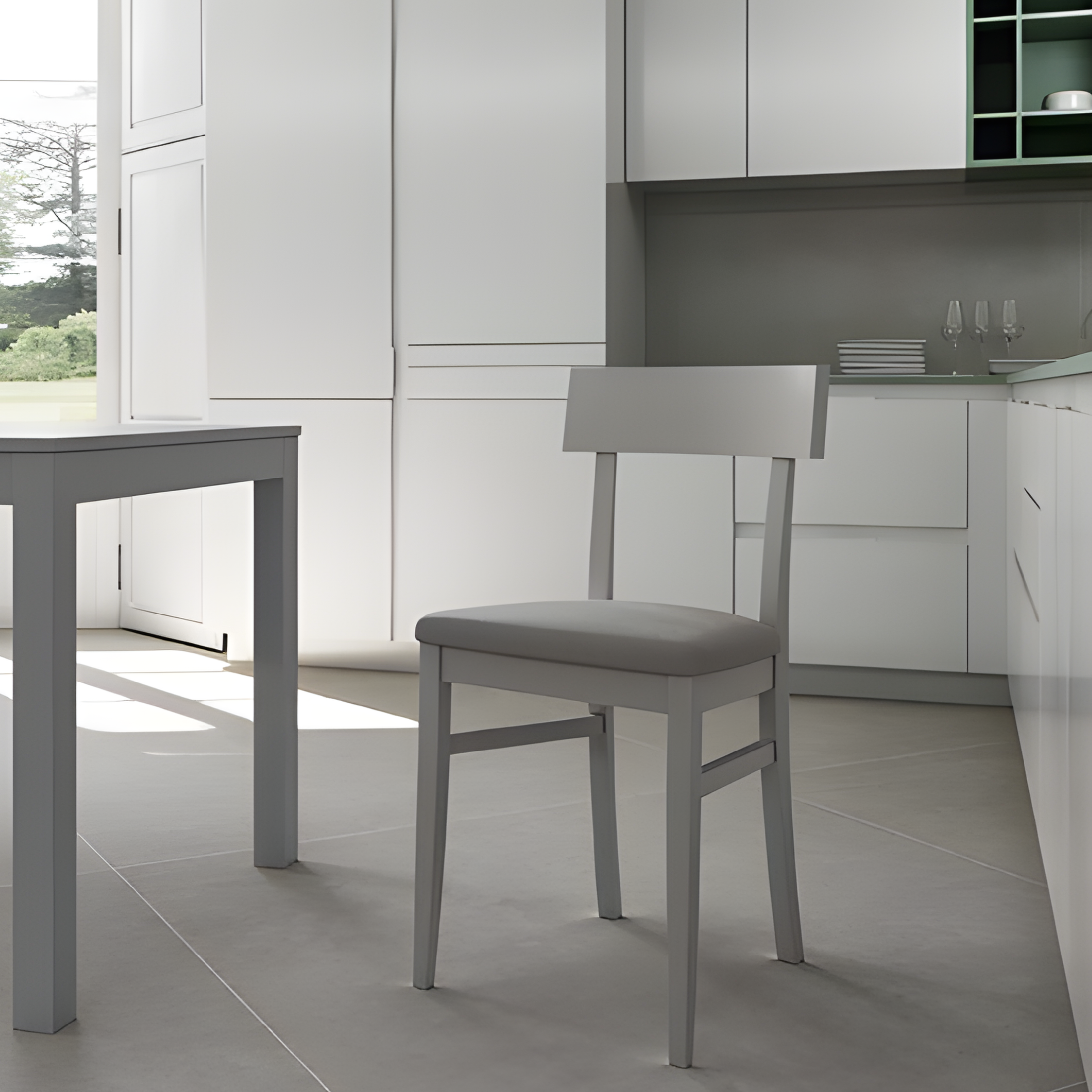 Set di sedie da soggiorno "Siena" in legno laccato imbottite moderne cm 44x45 82h