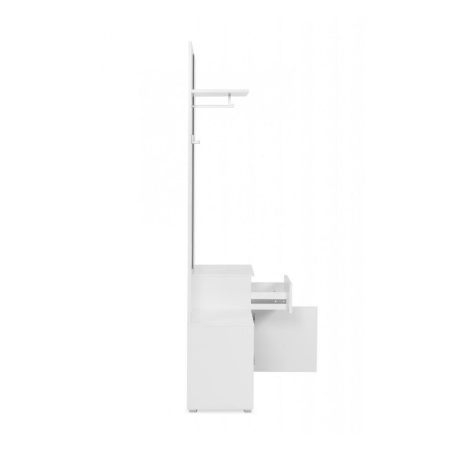 Mobile da ingresso “Image” bianco con specchio incluso e 3 ganci appendiabiti cm 85x37 195h