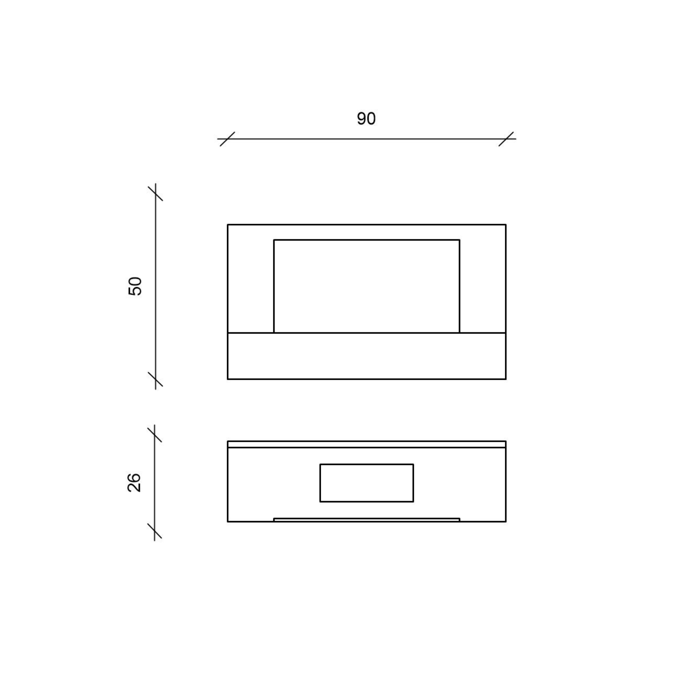 Caminetto bioetanolo "Balm" da parete in vetro temperato cm 90x26 50h