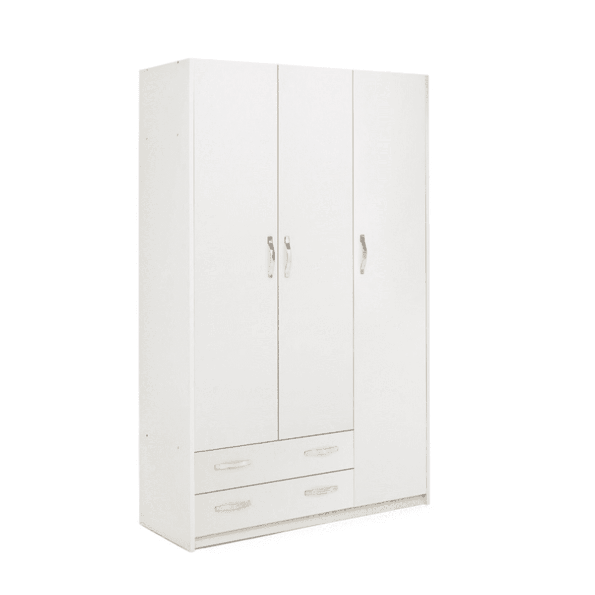 Armadio in legno bianco "Modern3" con 3 ante e 2 cassetti appendiabiti cm 135x52 210h - MondoViro