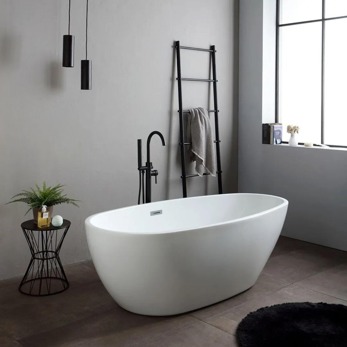 Vasca da bagno a centro stanza "Arianna" in acrilico bianco cm 170x80 55h - MondoViro