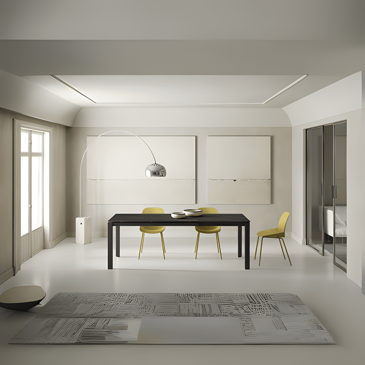 Tavolo allungabile moderno "Filo 24" piano in ceramica gambe in alluminio cm 140/220x90 75h - MondoViro