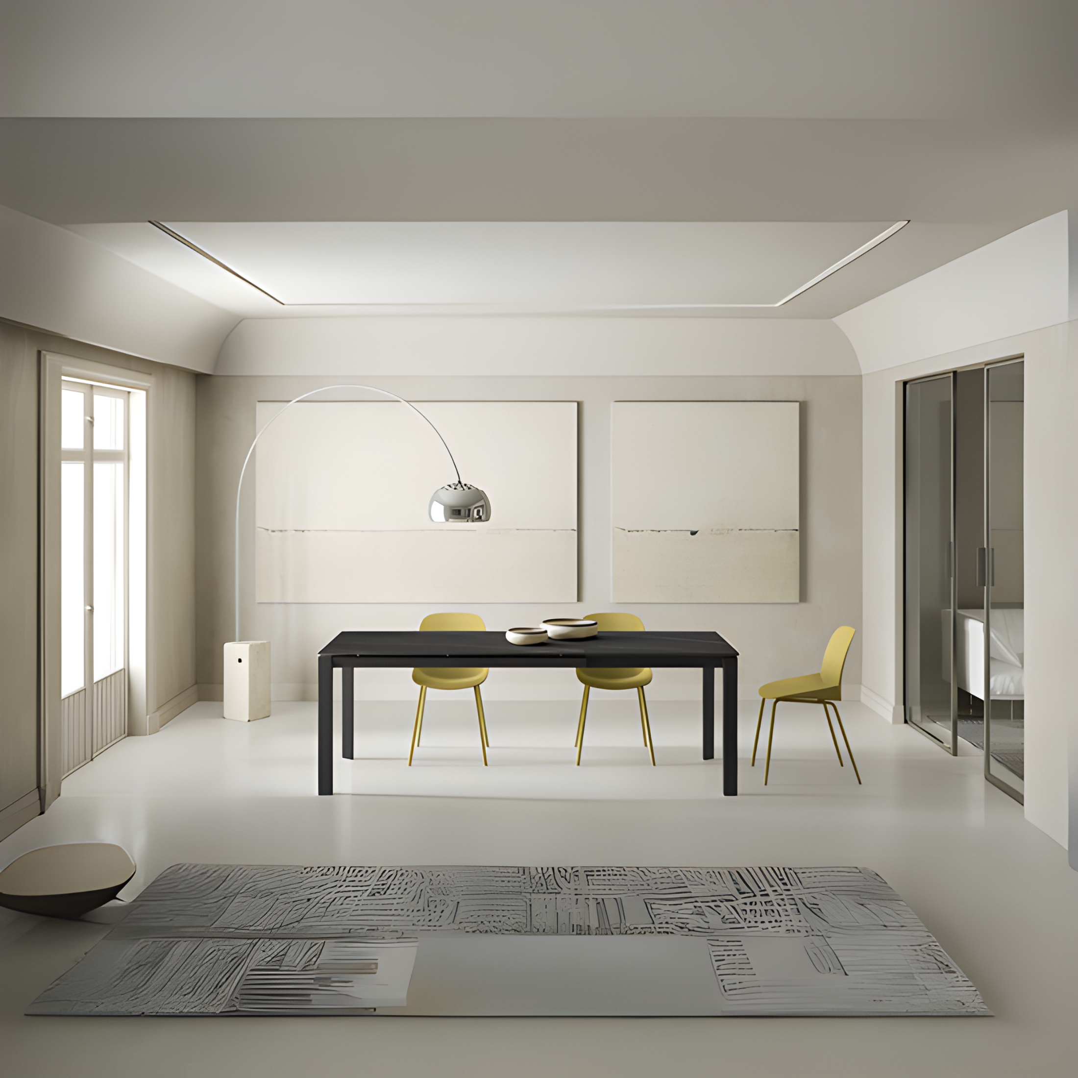 Tavolo allungabile moderno "Filo 24" piano in ceramica gambe in alluminio cm 140/220x90 75h