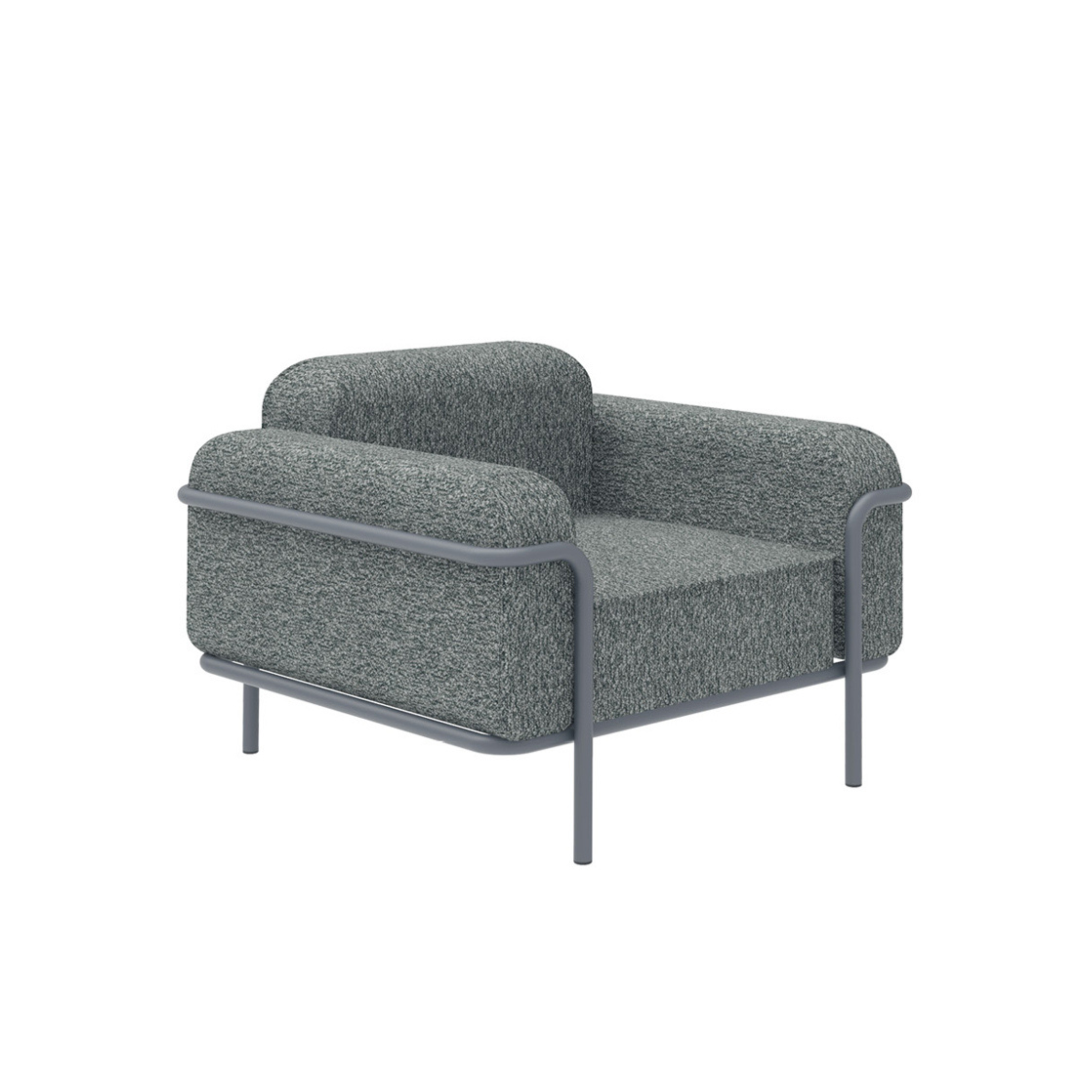 Poltrona lounge in tessuto imbottito "Hug" struttura in metallo da giardino cm 105x94 75h