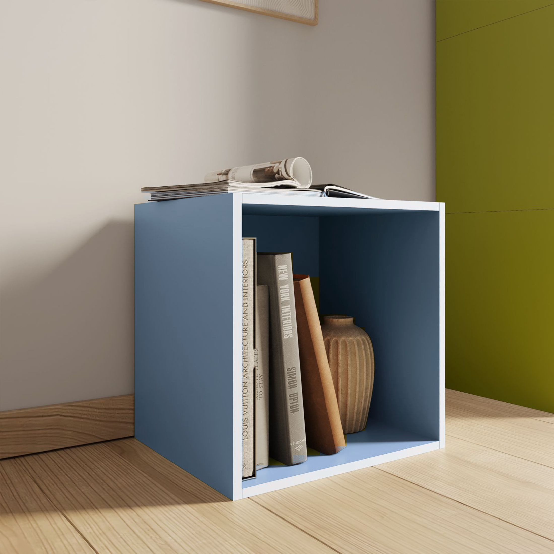 Mensola a giorno colorata "Cubo" in legno cm 35x35 29h