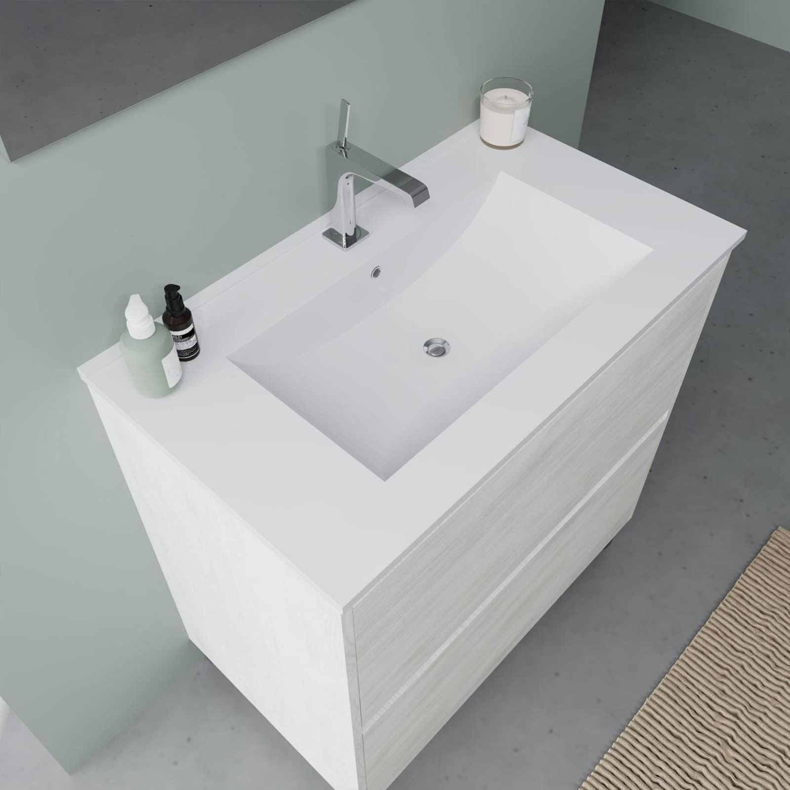 Mobile sotto lavabo "Lisbona" da bagno in truciolare con specchio led cm 80x46 75h