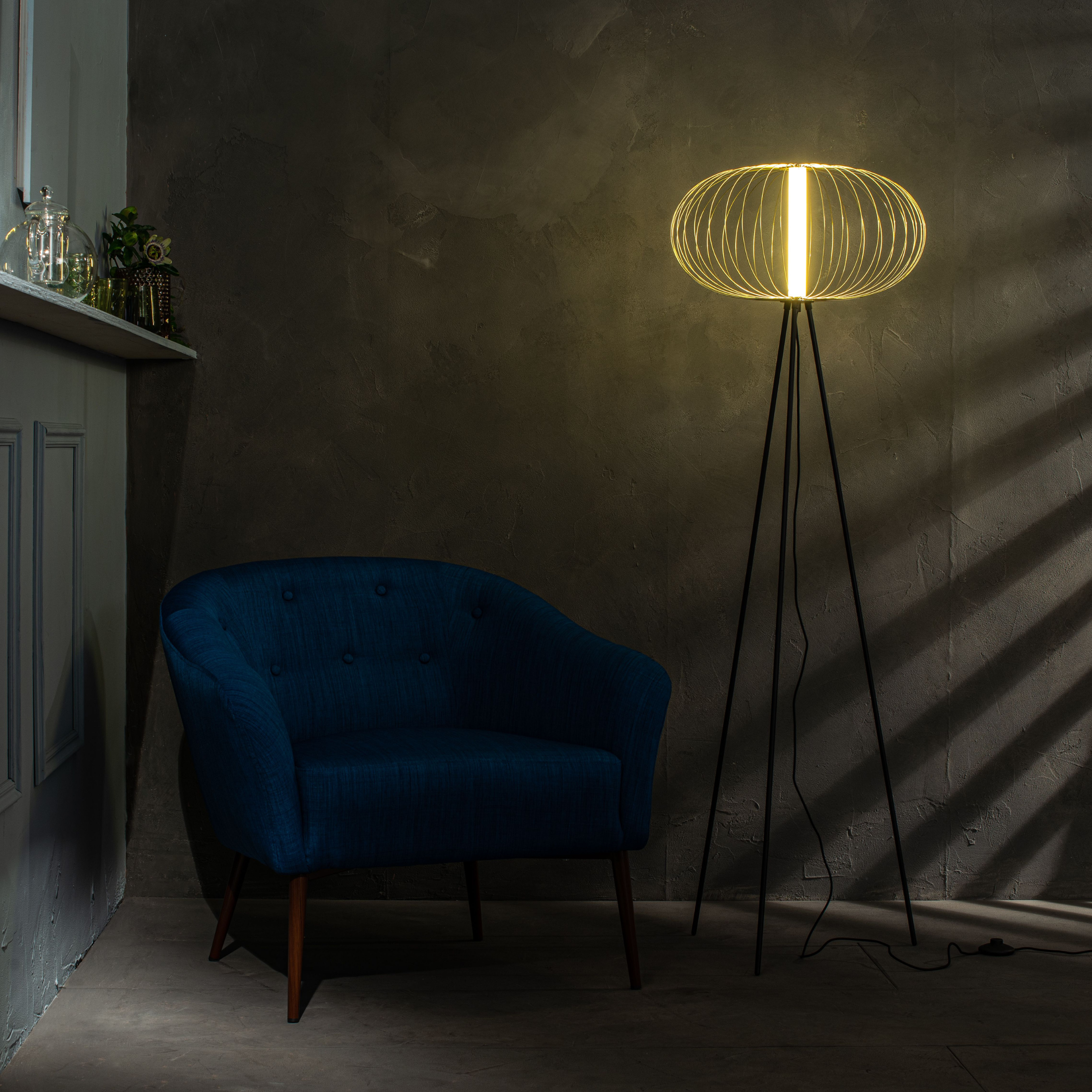 Lampada LED con paralume in acciaio "Jaula" da terra tavolo e sospesa