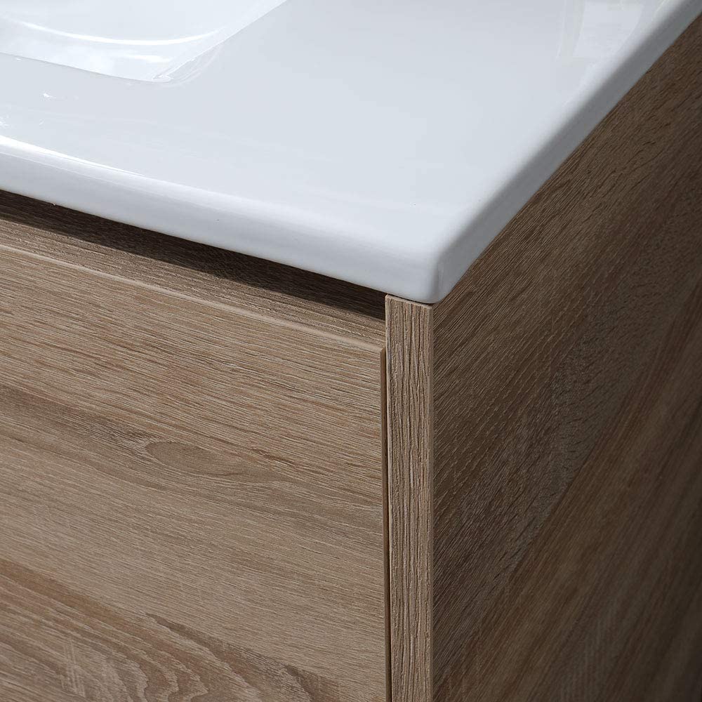 Mobile sotto lavabo "Lisbona" da bagno in truciolare con specchio led cm 80x46 75h