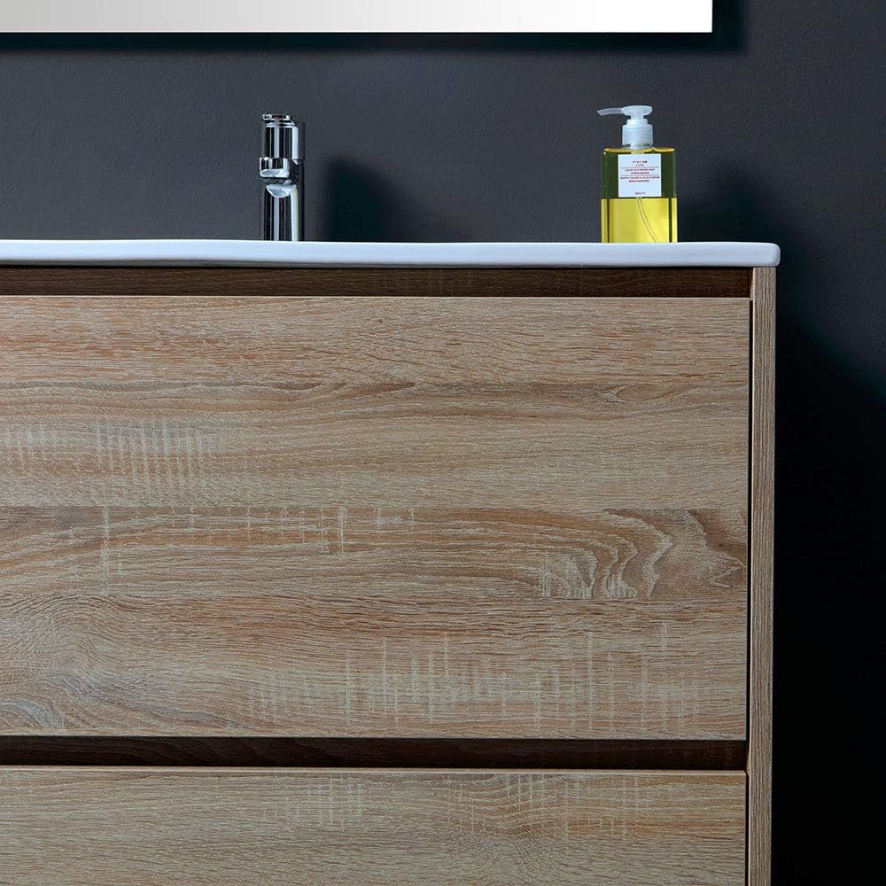 Mobile sotto lavabo "Lisbona" da bagno in truciolare con specchio led cm 80x46 75h