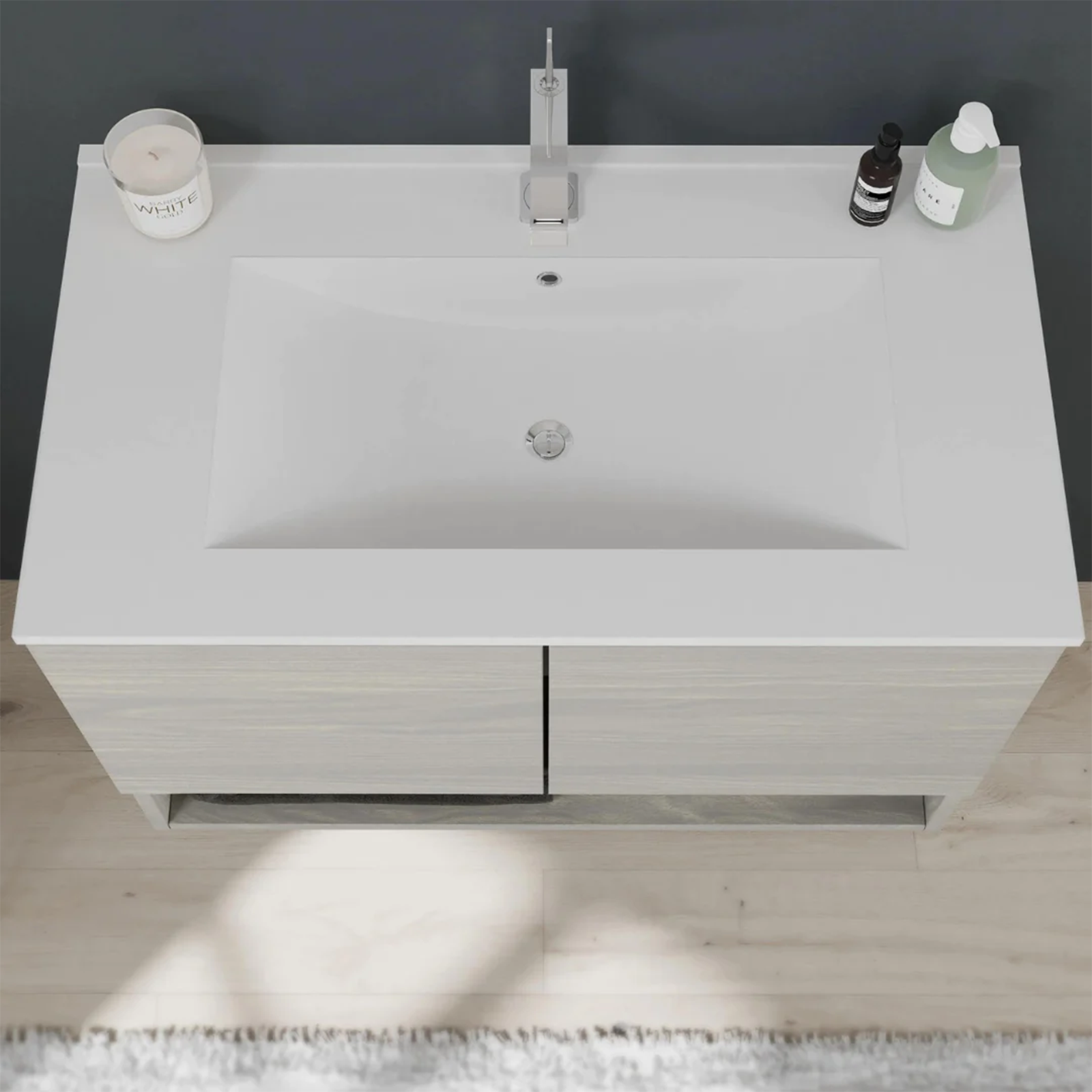 Mobile sotto lavabo "Oslo" da bagno in truciolare con specchio e luce led cm 80x46 53h