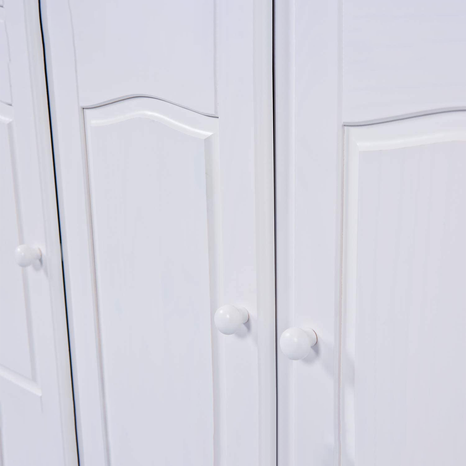 Credenza in legno massello bianco venato "Valencia" con vano a giorno h 198 cm