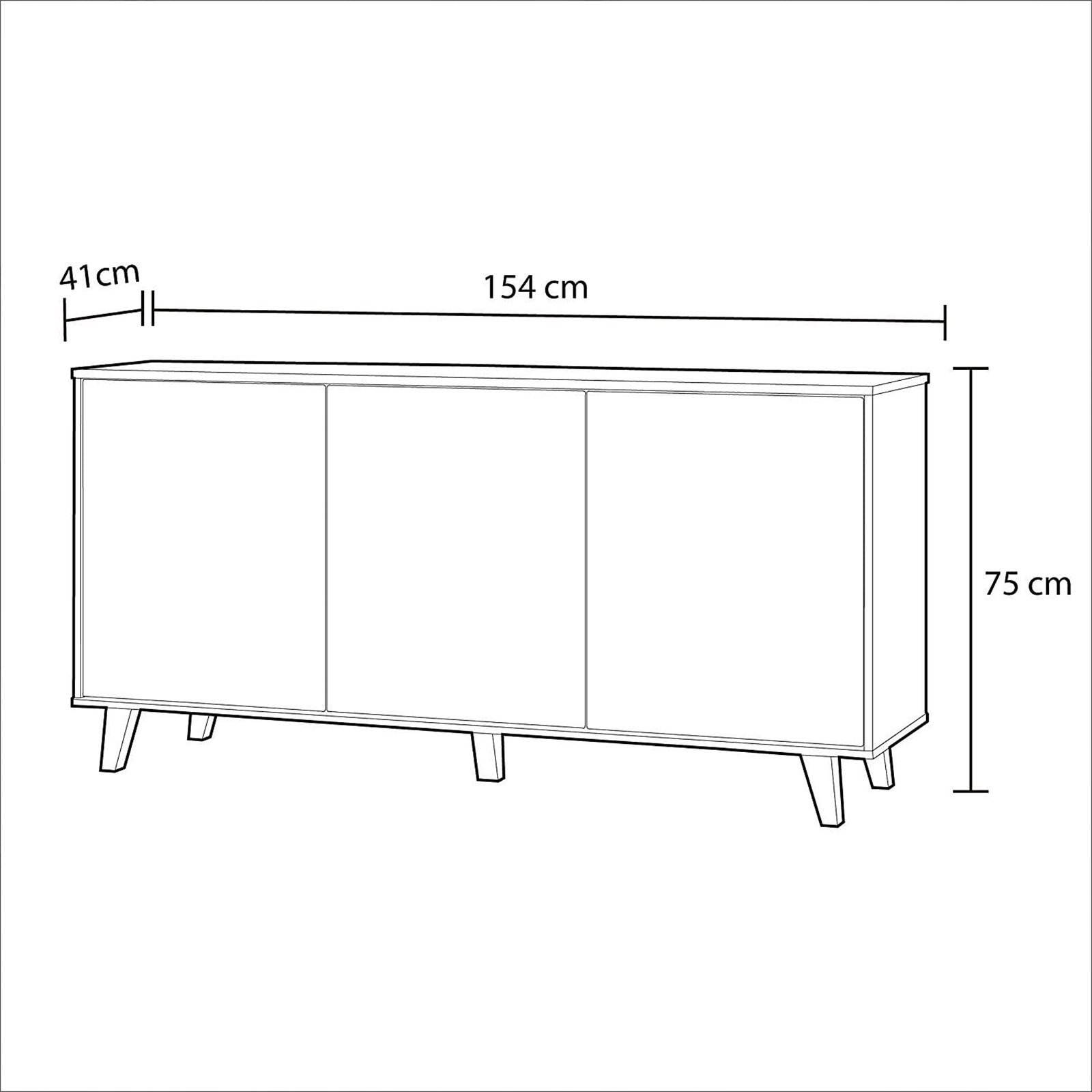 Madia credenza 3 ante "Zaiken" rovere e bianco da soggiorno cm 154x41 75h