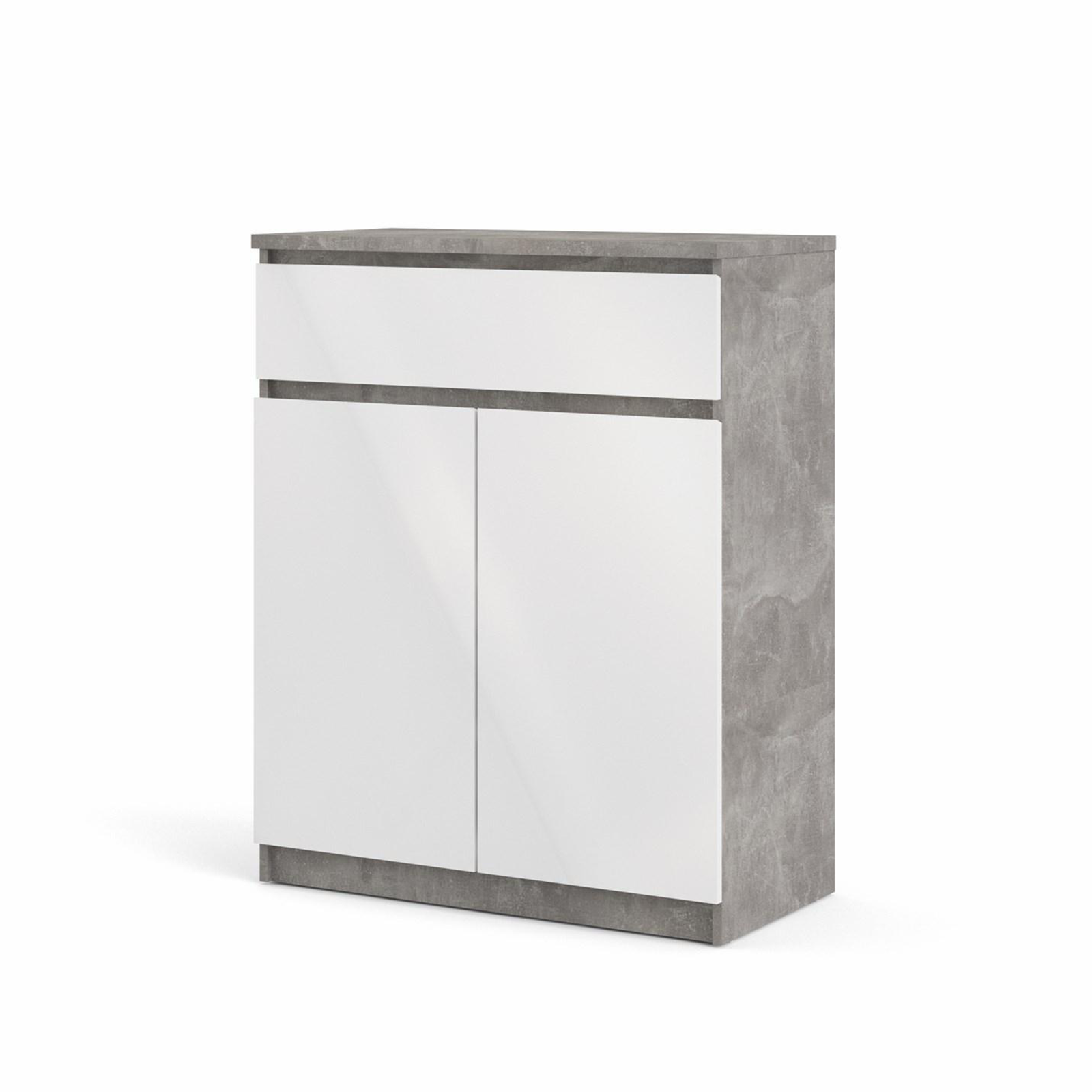 Madia credenza a buffet in legno "Naia" mobile cassettiera bianco e cemento