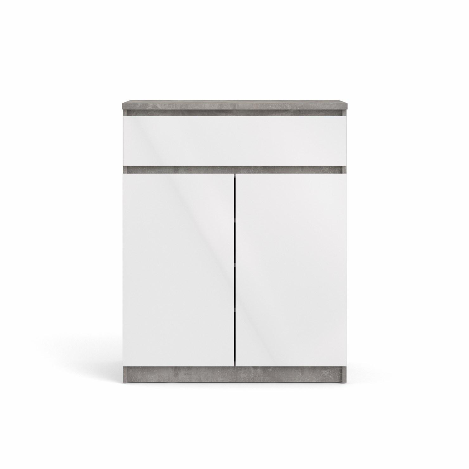 Madia credenza a buffet in legno "Naia" mobile cassettiera bianco e cemento