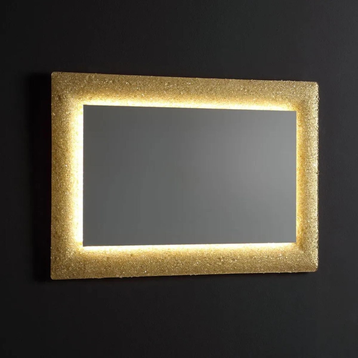 Specchio a led rettangolare "Serranova2" con cornice in graniglia di vetro cm 90x62 - MondoViro