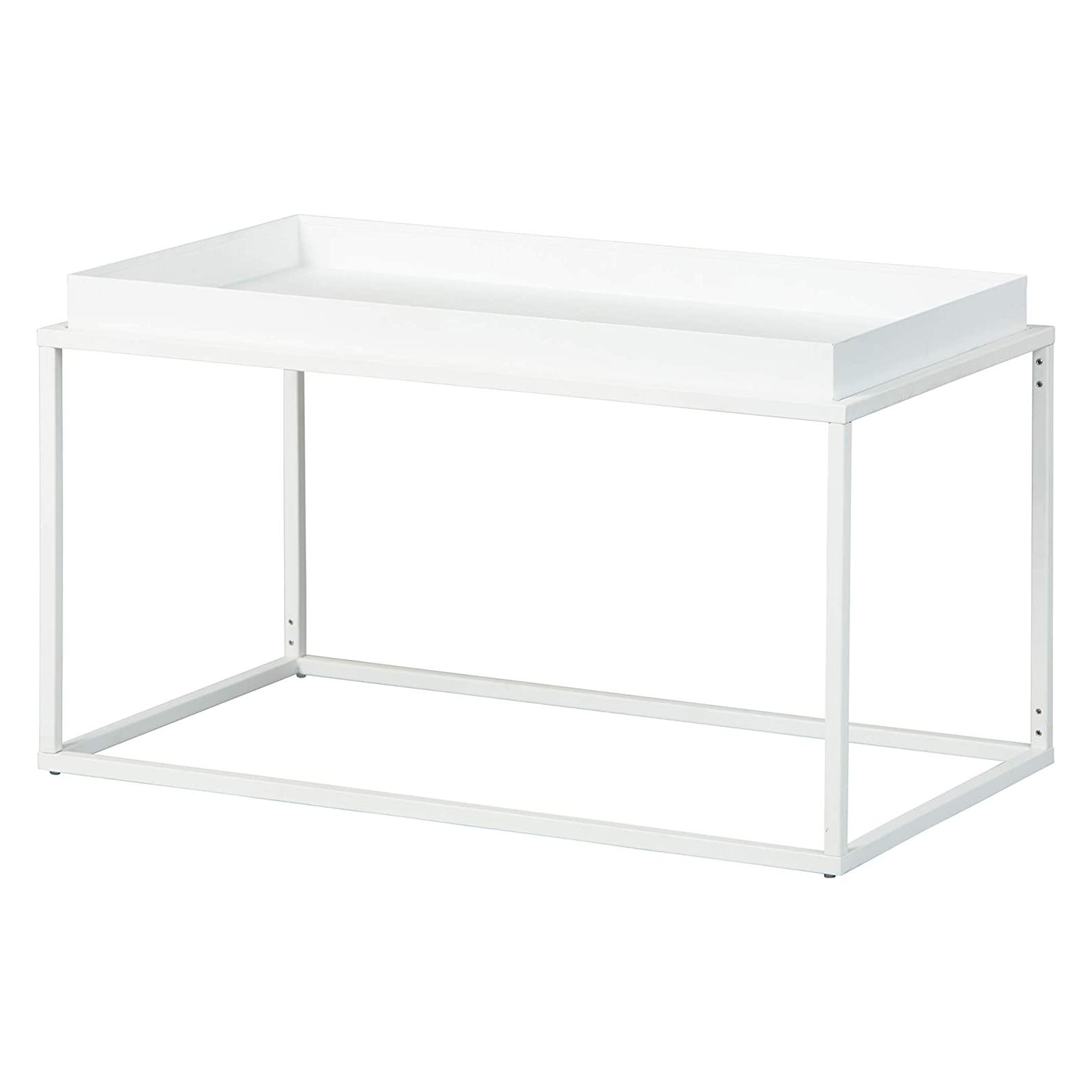 Tavolino basso da caffè "Ada" per soggiorno in metallo bianco