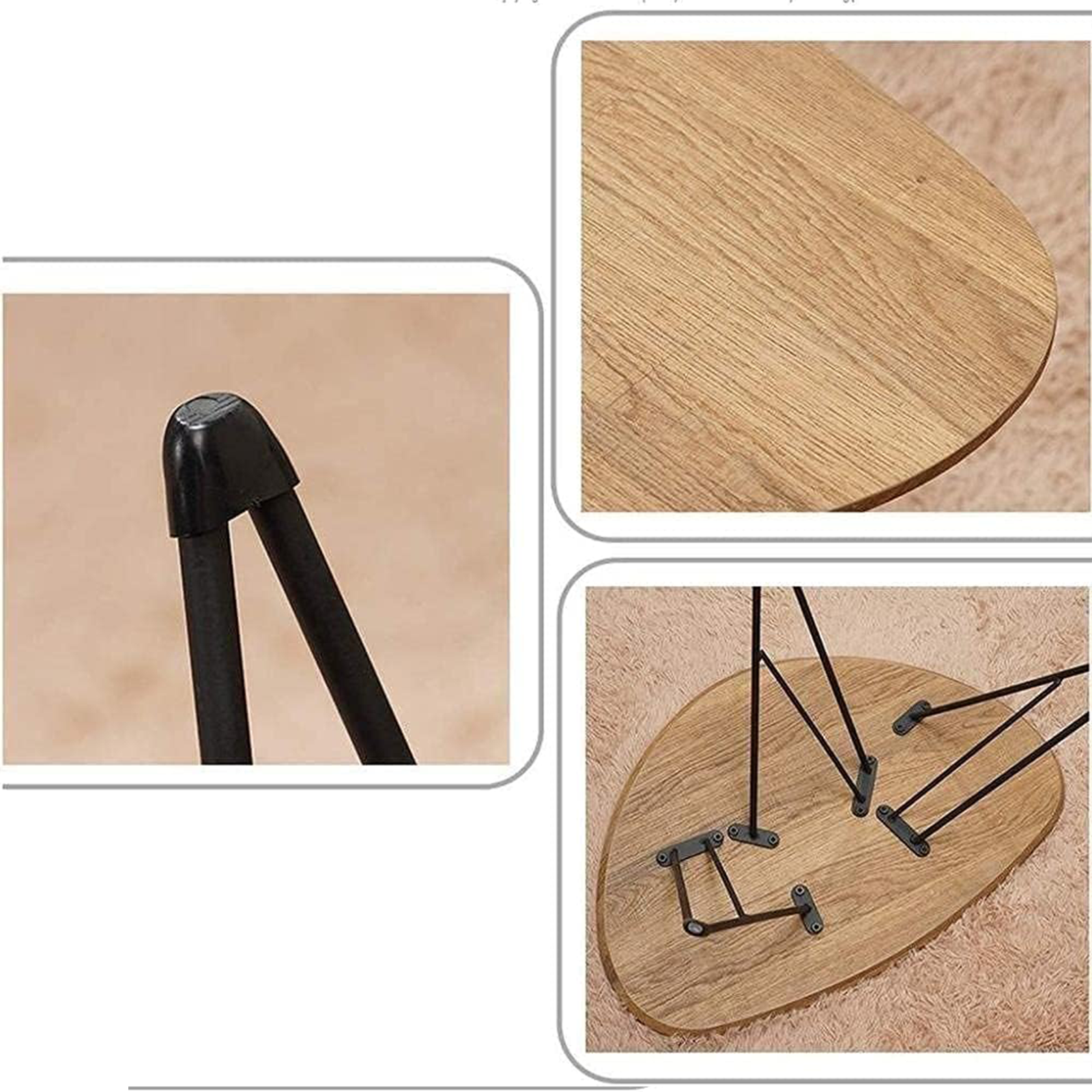 Tavolino basso da caffè "Tampa" per soggiorno in metallo e legno quercia cm 80x78 41h