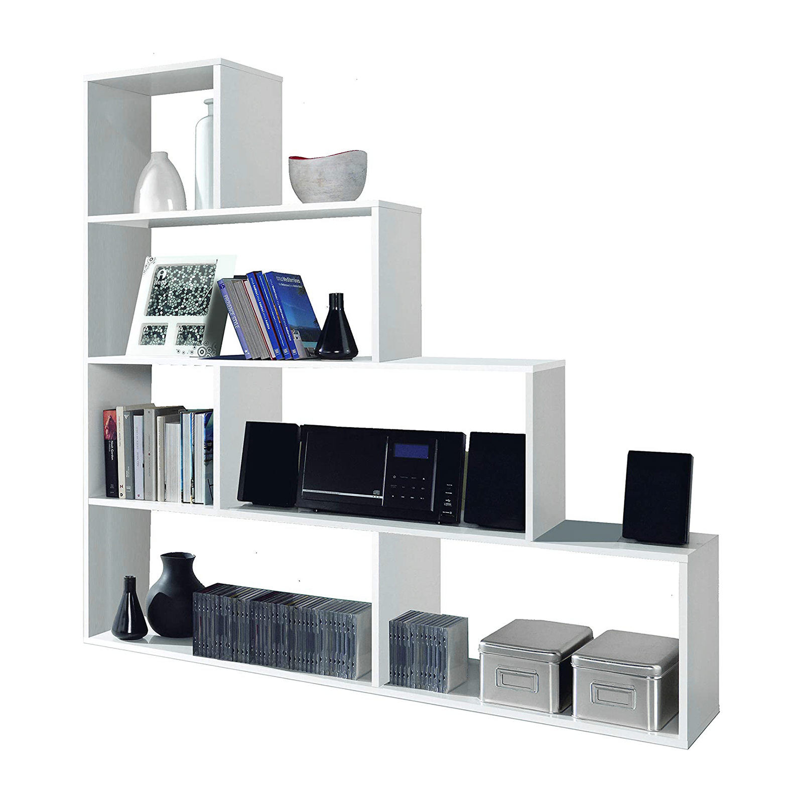 Libreria moderna "Klum Canadian" a 6 ripiani da soggiorno cm 145x29 145h