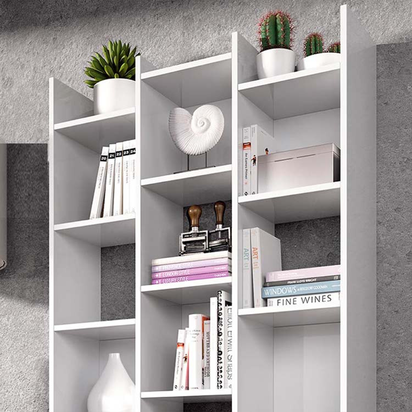 Libreria alta a giorno "Italian" 15 ripiani in legno cm 96x25 192h