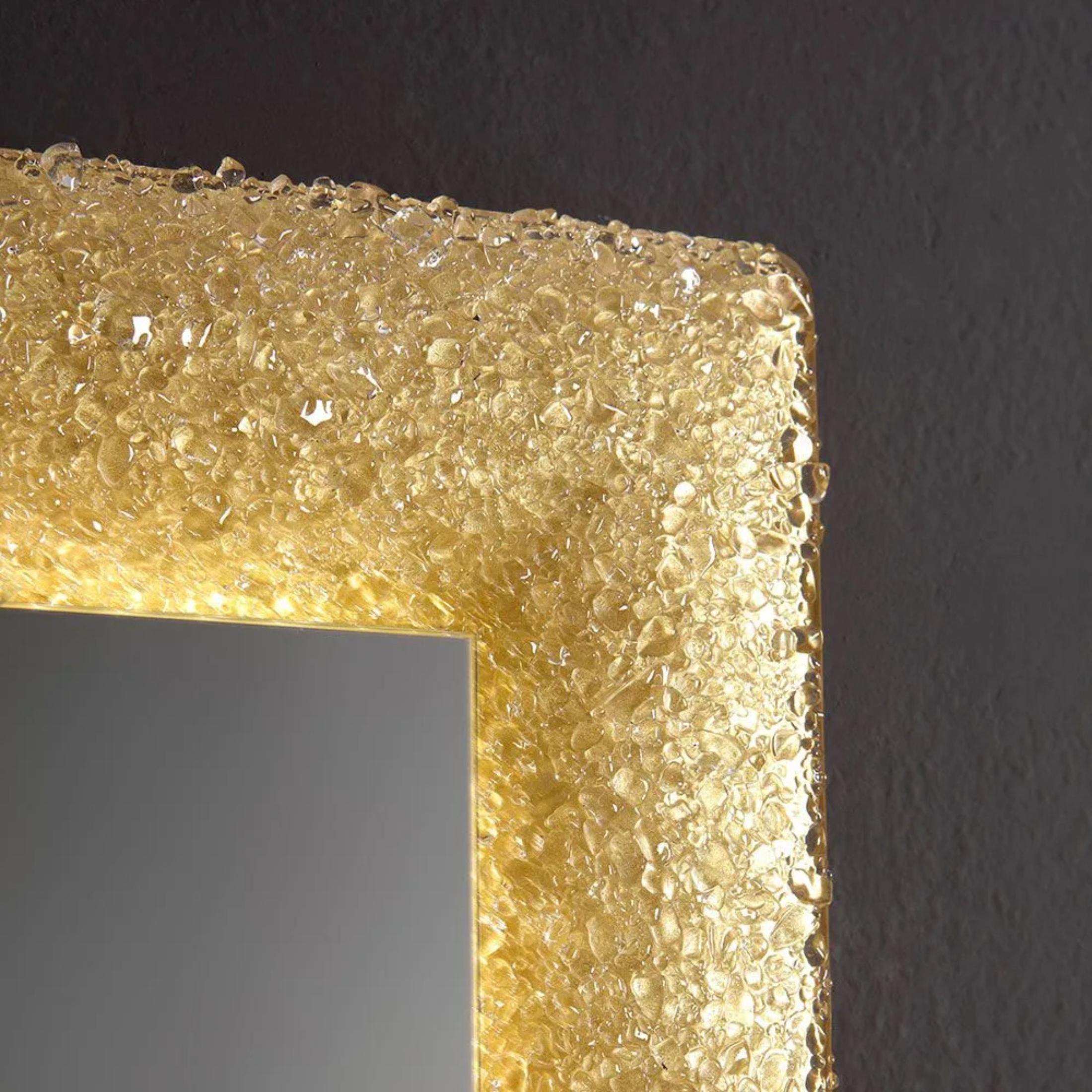 Specchio a led rettangolare "Serranova2" con cornice in graniglia di vetro cm 90x62