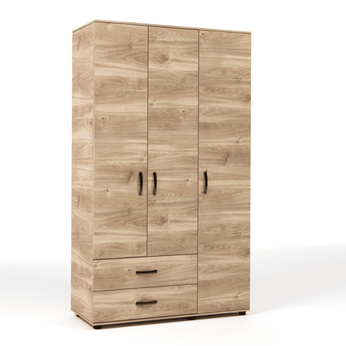 Armadio guardaroba moderno "Classy" in legno a 3 ante e 2 cassetti cm 120x52 205h - MondoViro