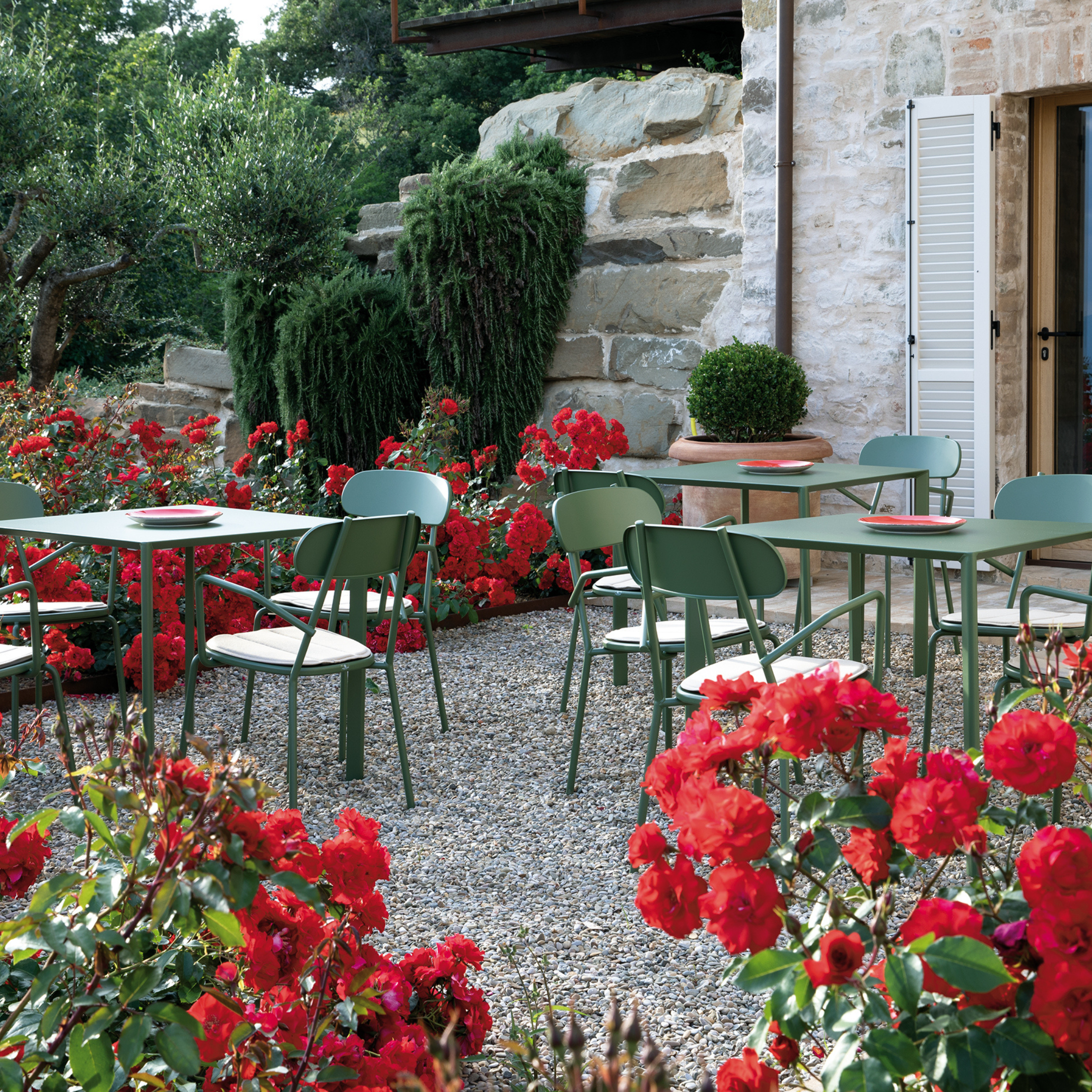 Set di sedie "Fox" da giardino in metallo verniciato impilabili cm 53x53 84h