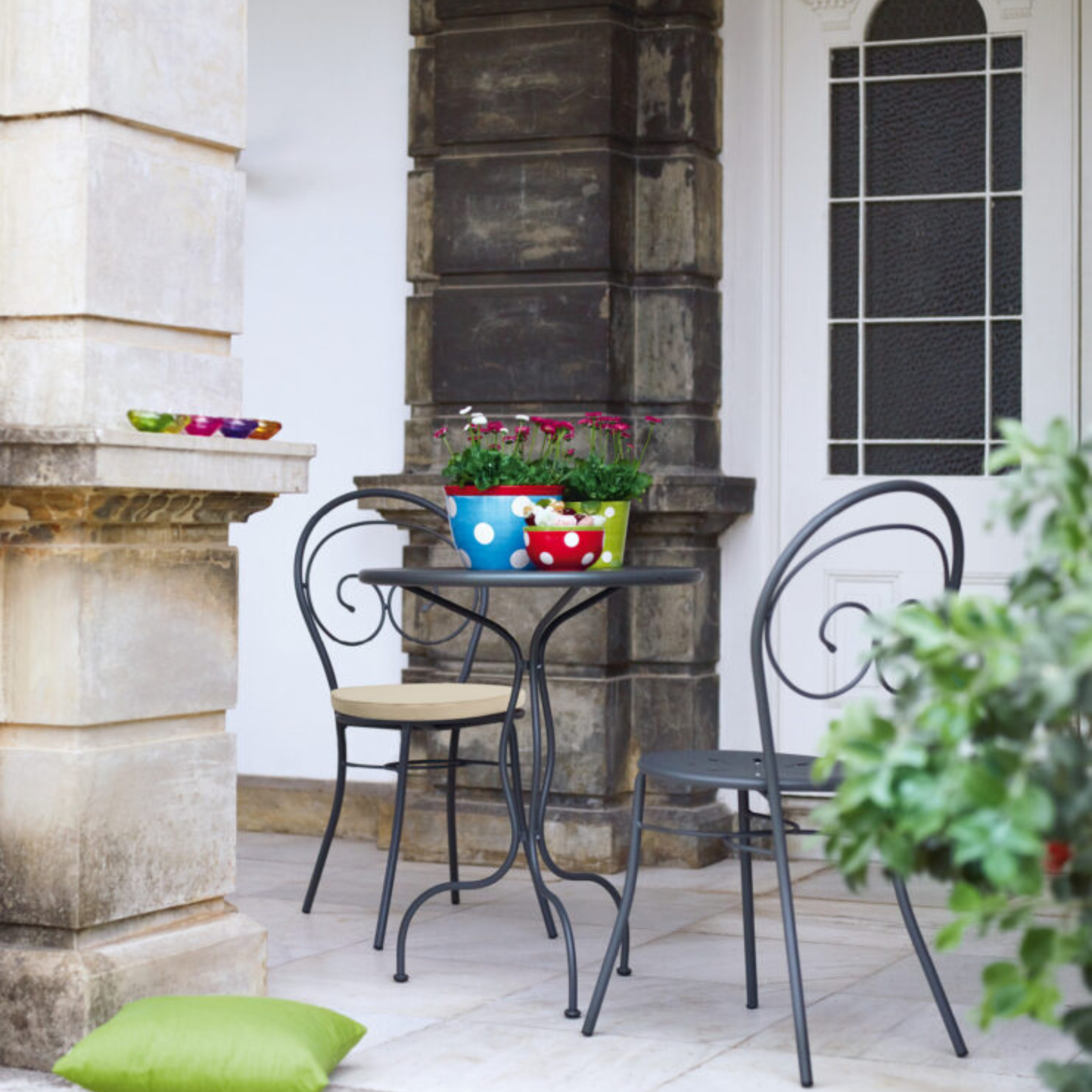 Set di sedie da giardino "Mimmo" classiche in metallo verniciato  impilabili cm 43x52 89h