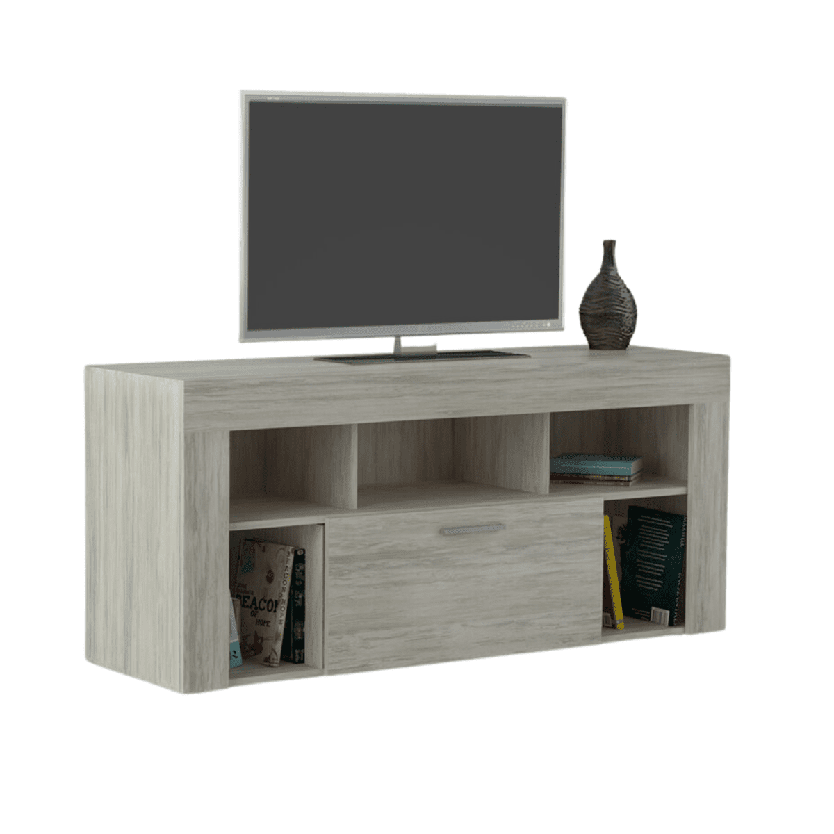 Mobile porta tv "TV Vision" in legno bianco venato cm 135x41,5 60h - MondoViro