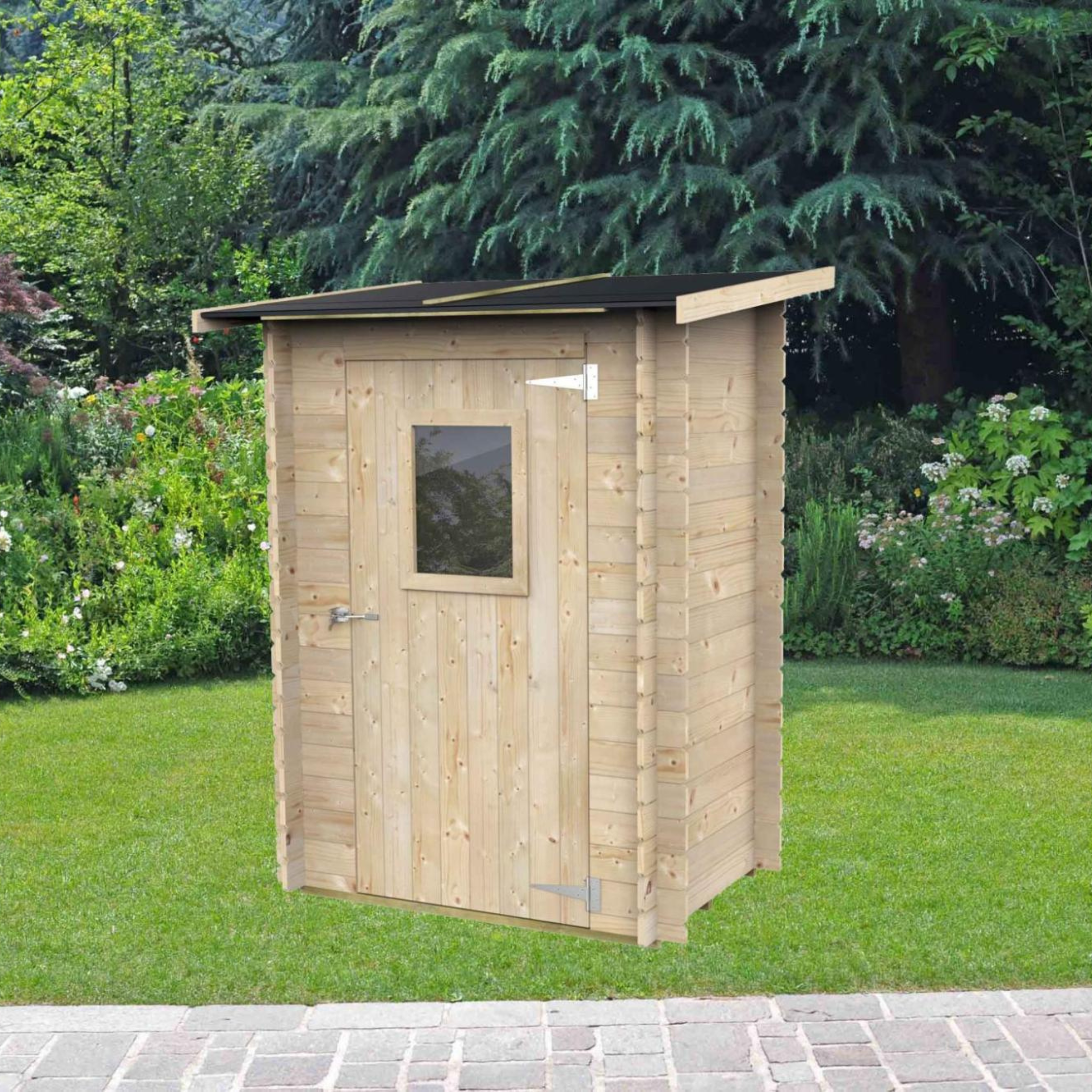 Casetta in legno da giardino "Hobby" monofalda cm 146x98 197h porta singola finestrata