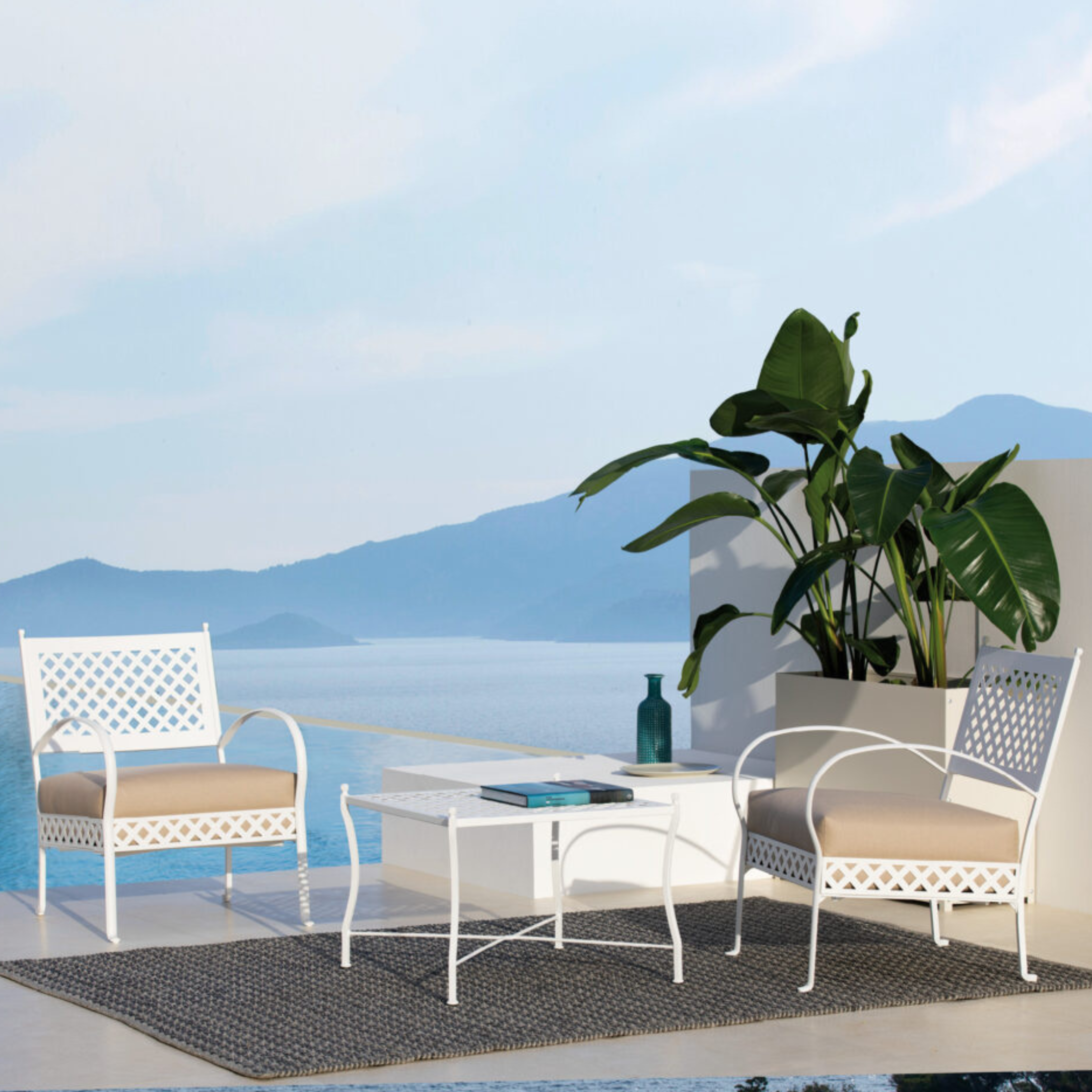 Poltrona bassa da giardino in metallo "Springtime" sedia lounge cm 64,5x75 83h