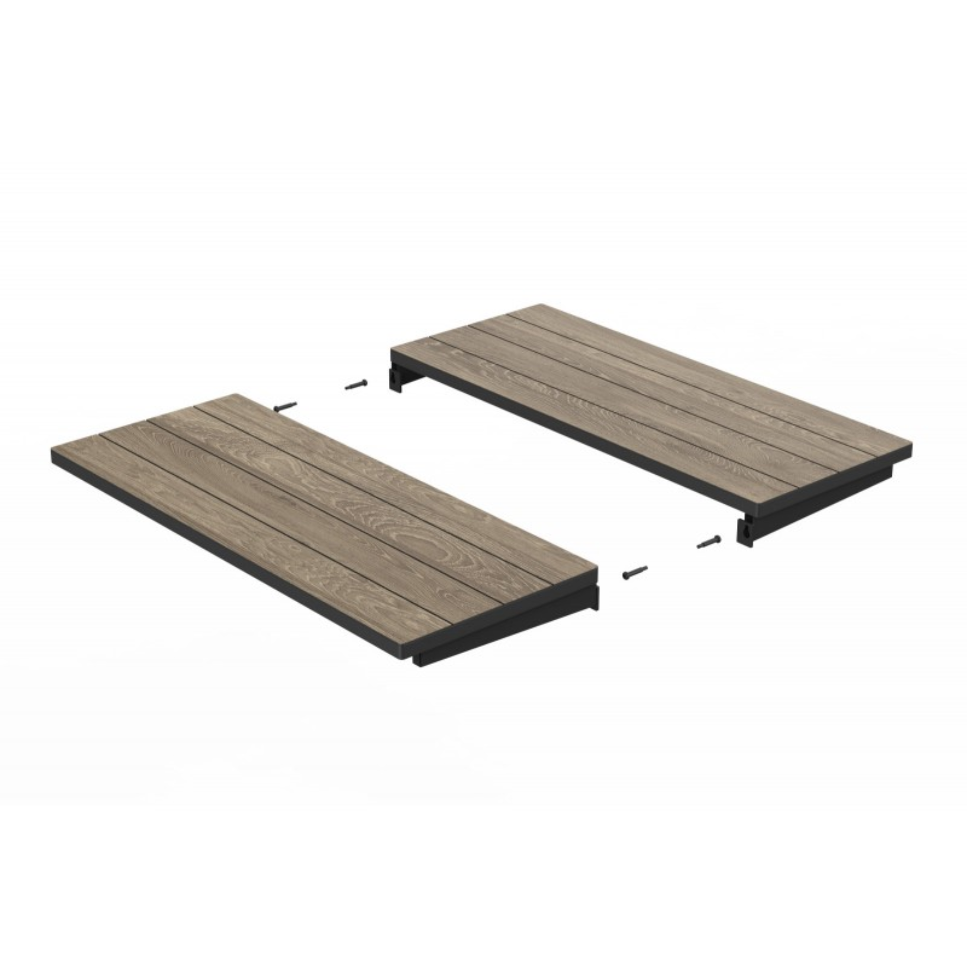 Tavolo allungabile per esterno "Liriel" con estensioni, struttura in metallo e piano effetto legno