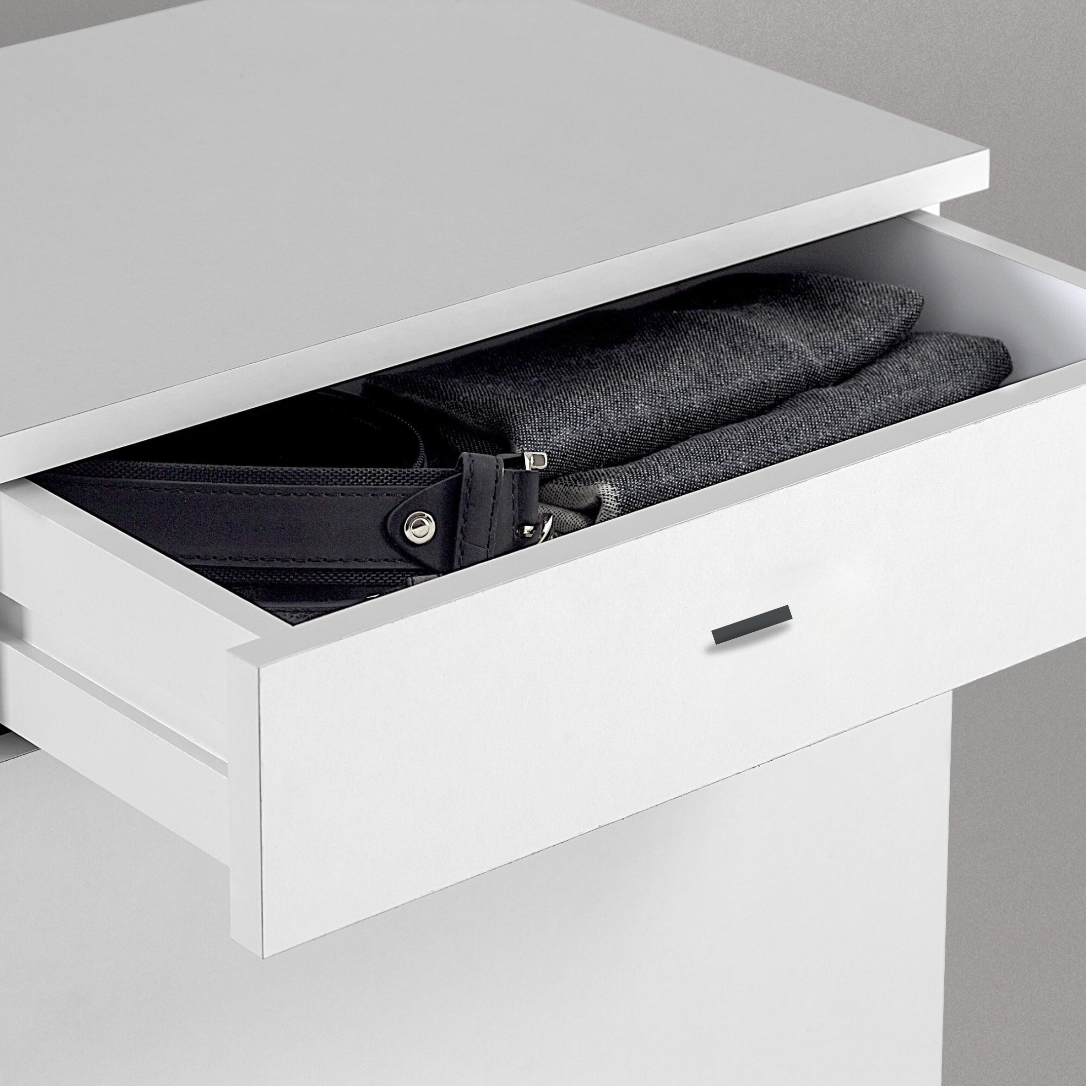 Mobile basso multiuso a 1 anta con 1 cassetto "Kena" in legno bianco laccato cm 46x34 80h