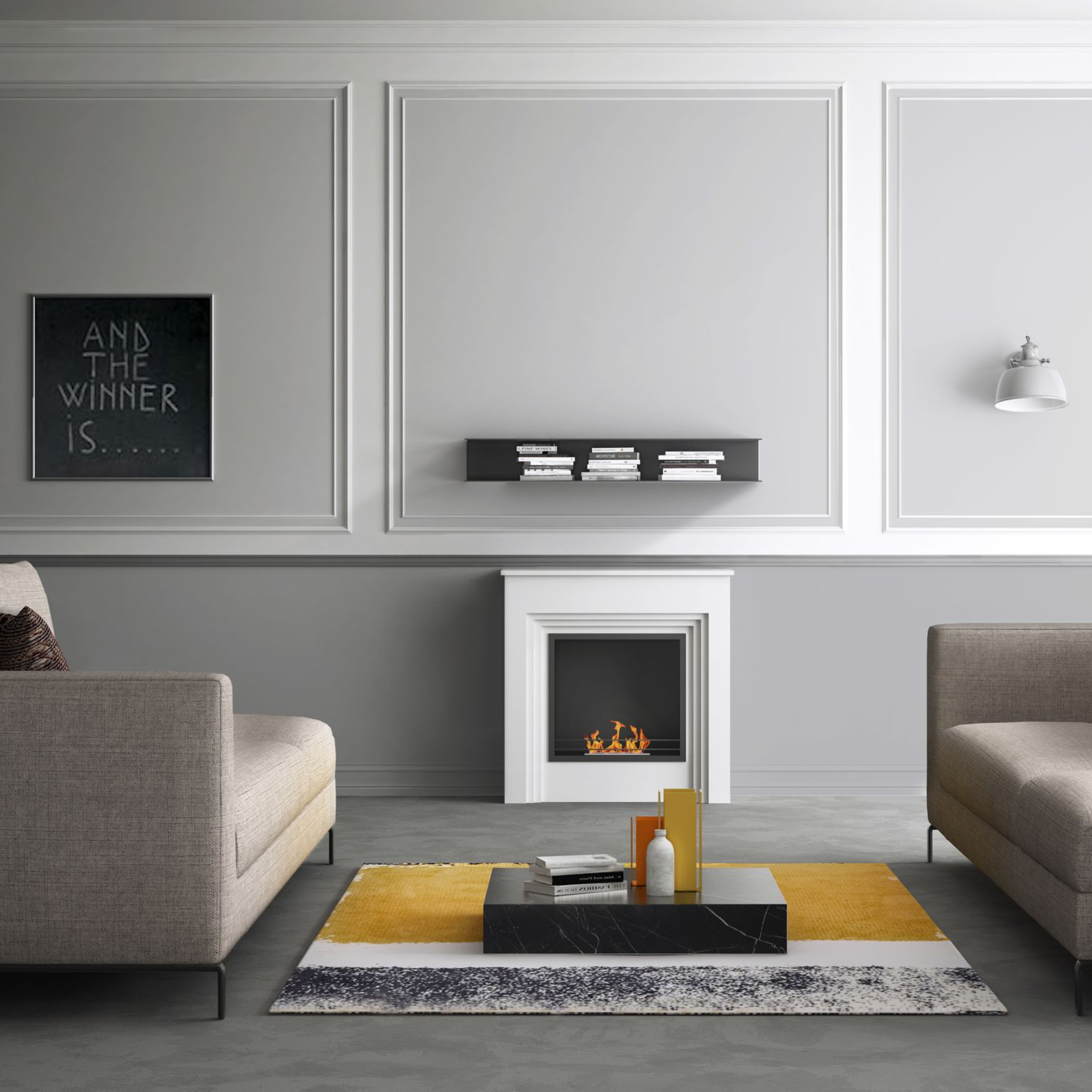 Caminetto al bioetanolo "Lily" da terra in metallo verniciato cm 96x35 96h