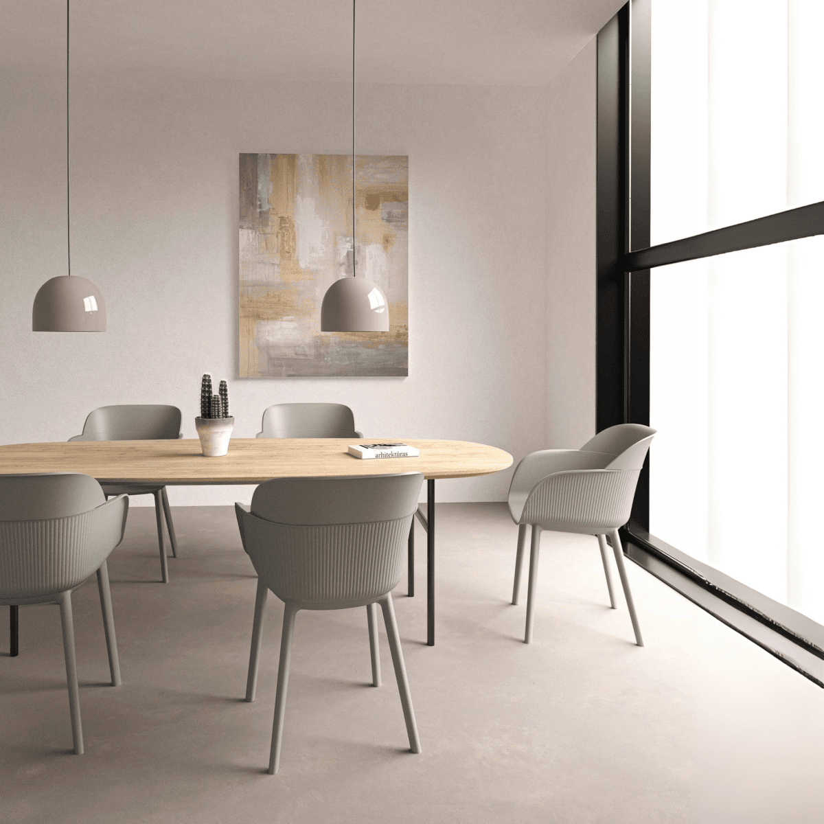 Set di sedie da pranzo "Shell - P" in polipropilene e fibra di vetro con braccioli cm 49x49 80h - MondoViro