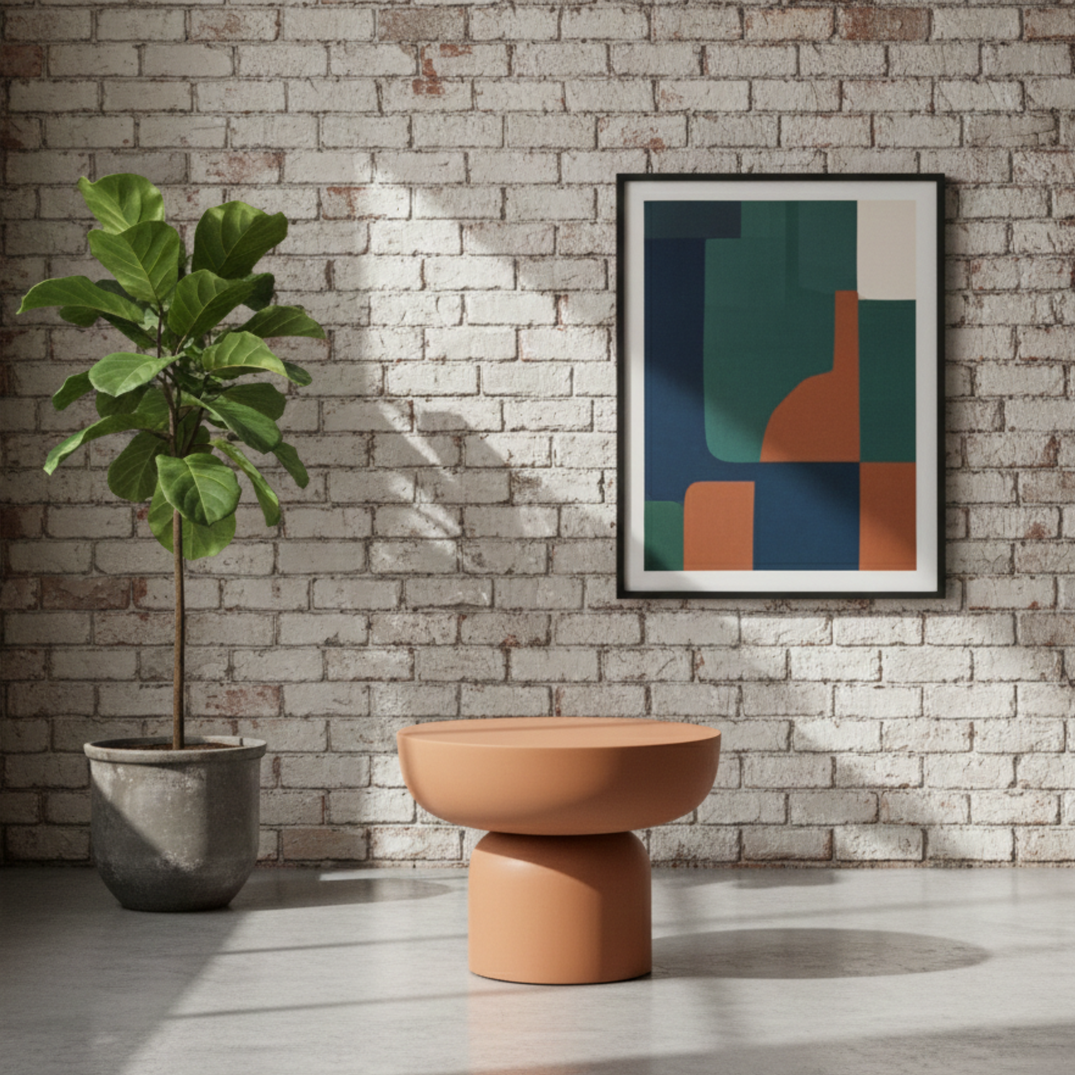 Tavolino "Pop" scultoreo in microcemento rotondo cm Ø 48x35h