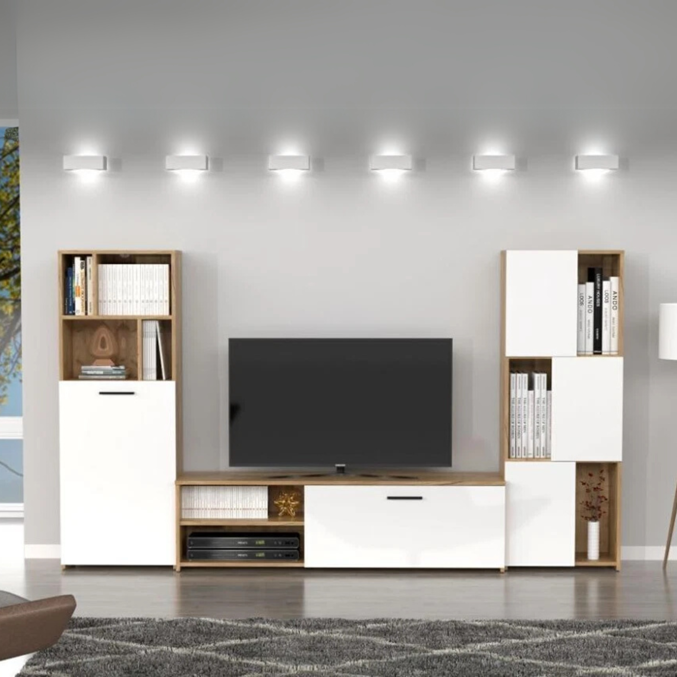 Kit parete attrezzata "Joy" da soggiorno cm 240x35 137h