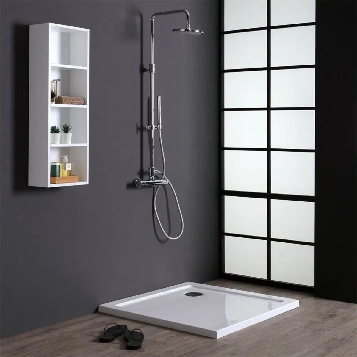 Piatto doccia quadrato "Aosta" sottile in acrilico e ABS bianco lucido - MondoViro