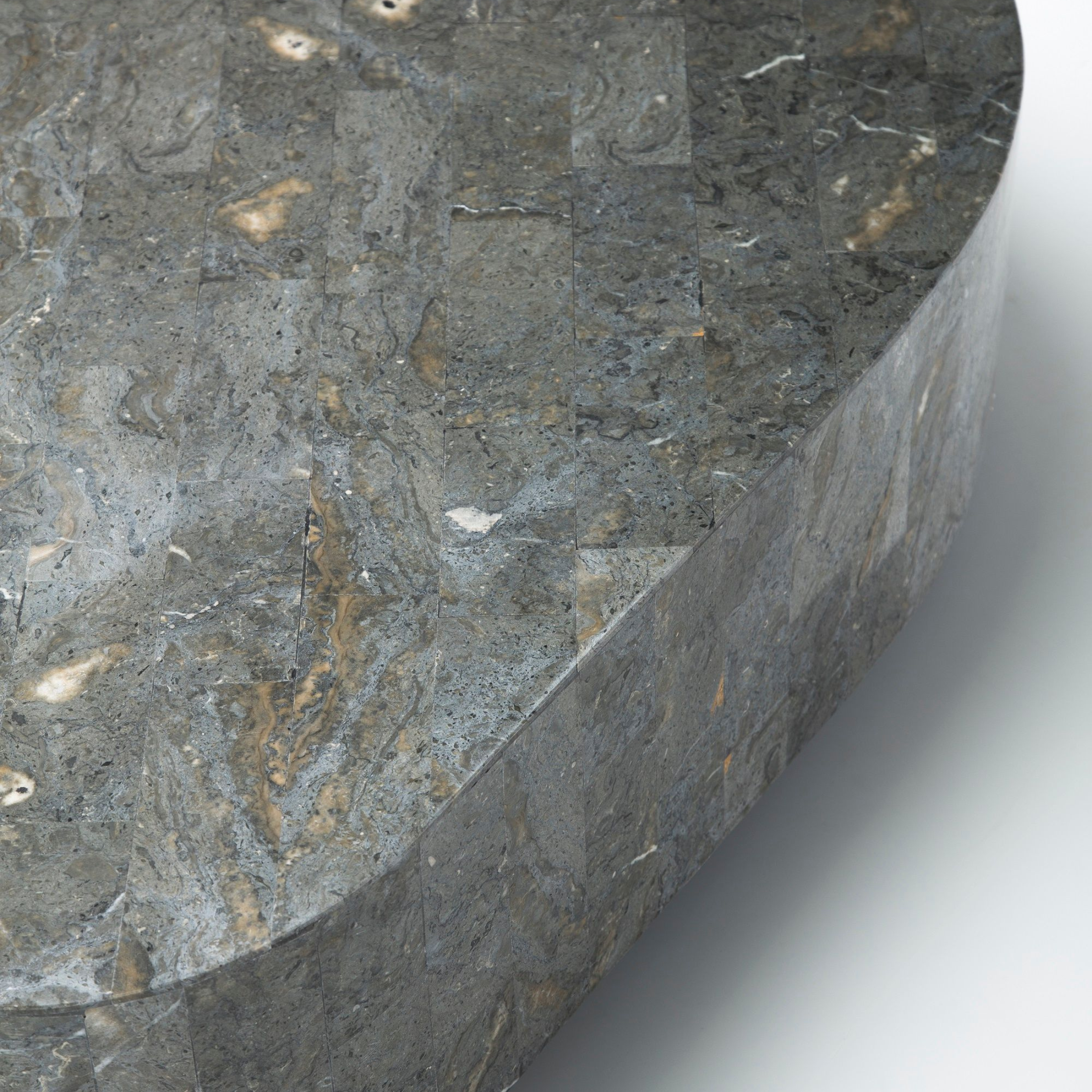 Tavolino basso in pietra fossile tavolo da caffè "Gary" cm 100x52 28h