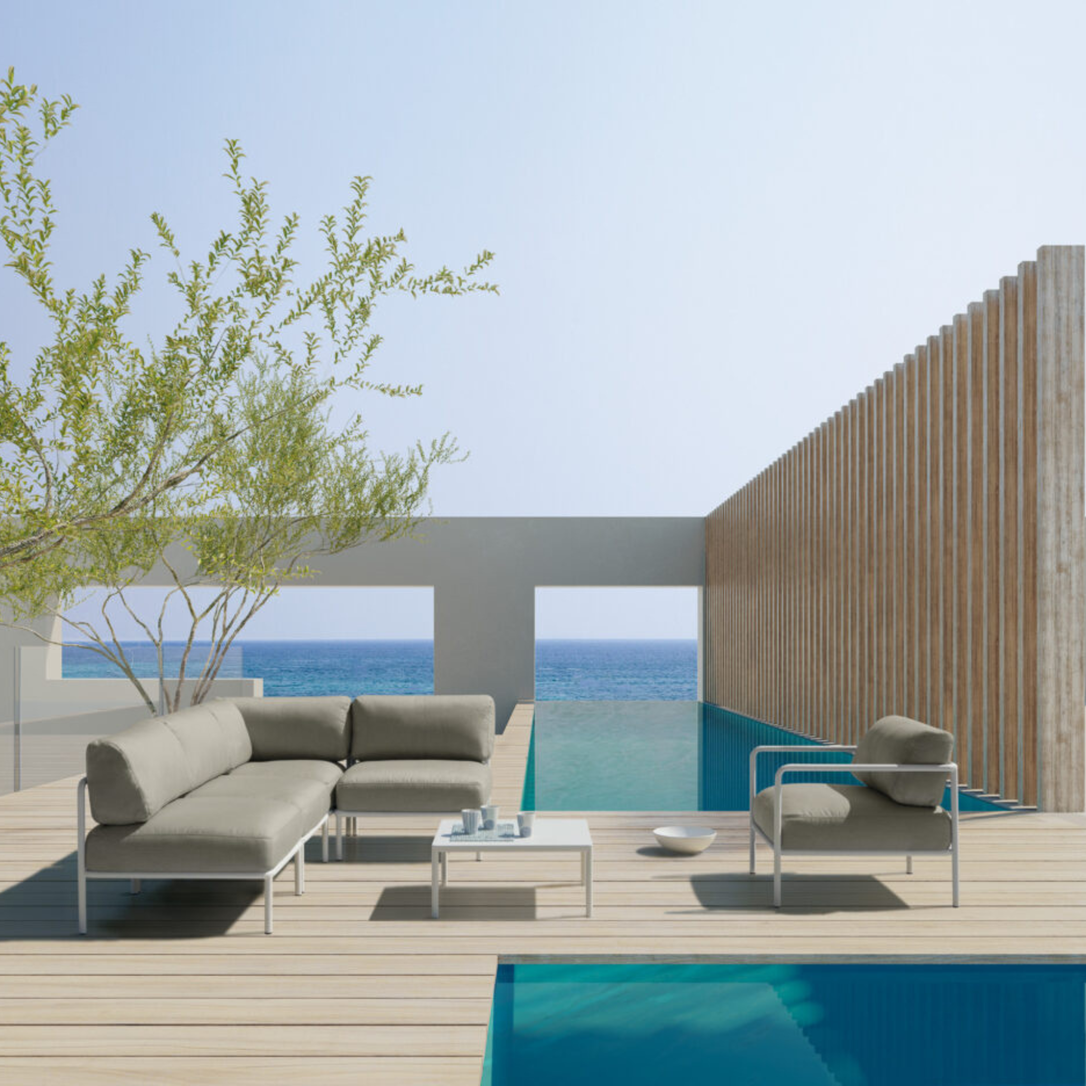 Modulo angolare divano in metallo "Miami" con cuscini cm 80x80 64h