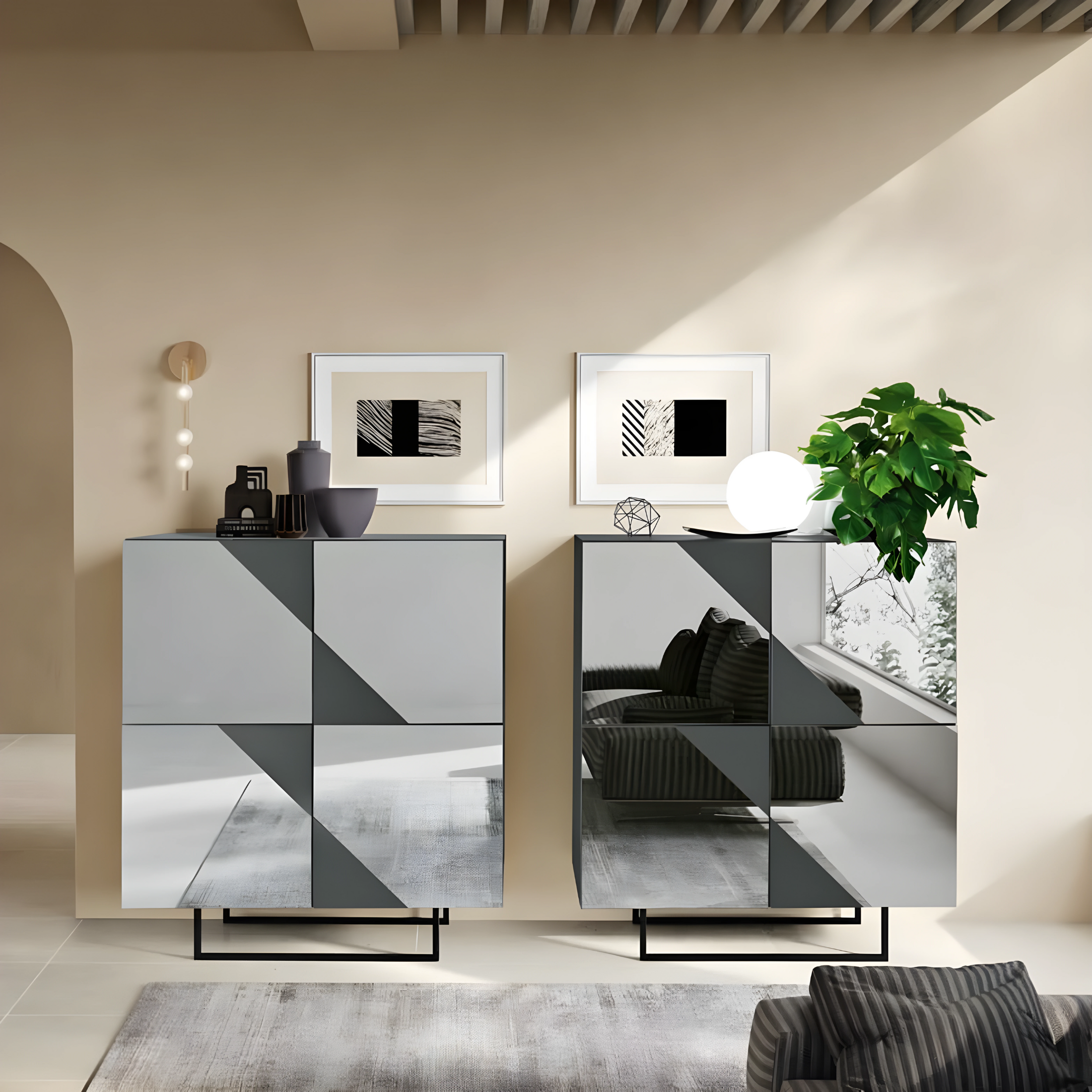 Madia 4 ante con specchio "Mirrors" già assemblata cm 120x50 h140