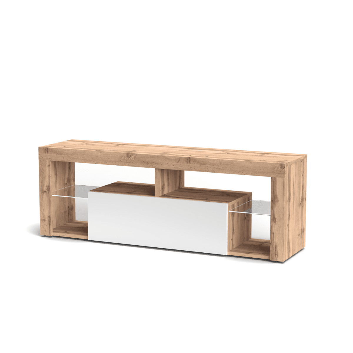 Mobile porta tv "Hugo" in legno rovere e bianco cm 140x35 50h - MondoViro