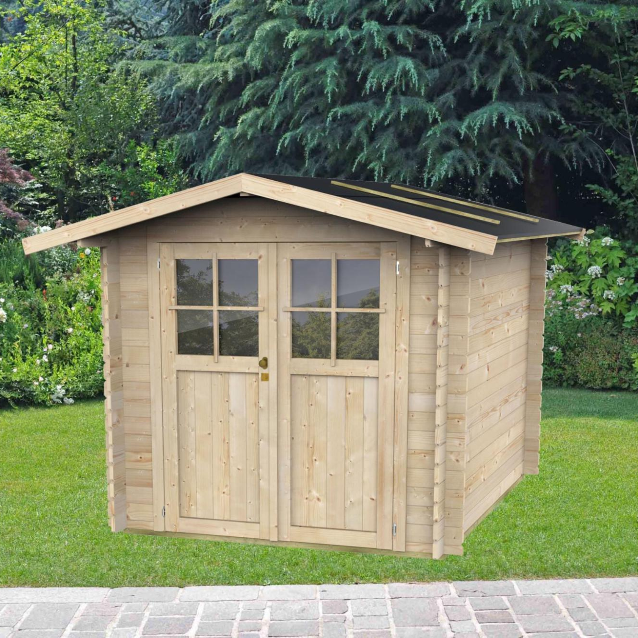 Casetta in legno da giardino "Opera" cm 215x180 207h porta doppia finestrata