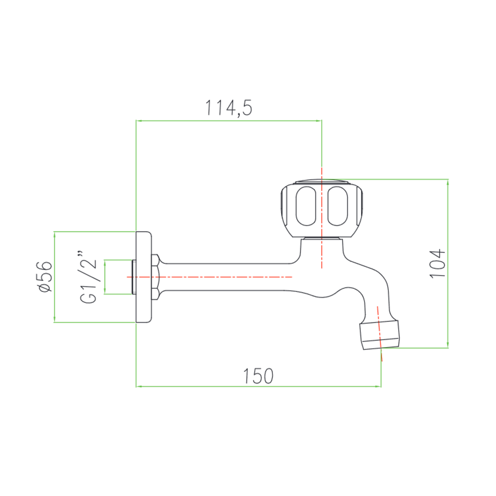 Miscelatore rubinetto "Astro" in ottone cromato con erogatore attacco 1/2