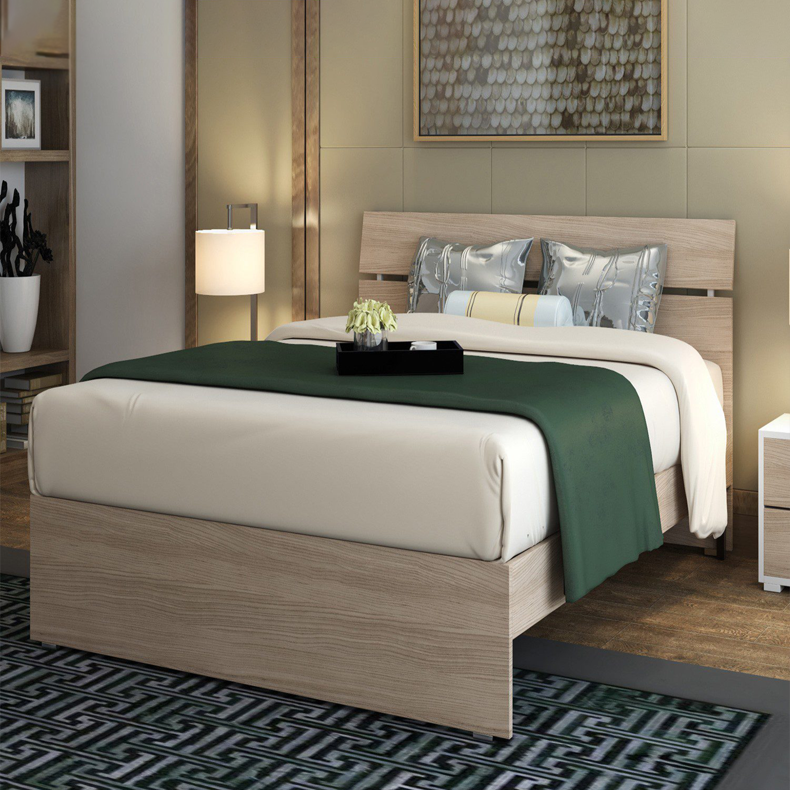 Letto singolo ad 1 piazza in legno olmo "Modern" cm 200x85 98h