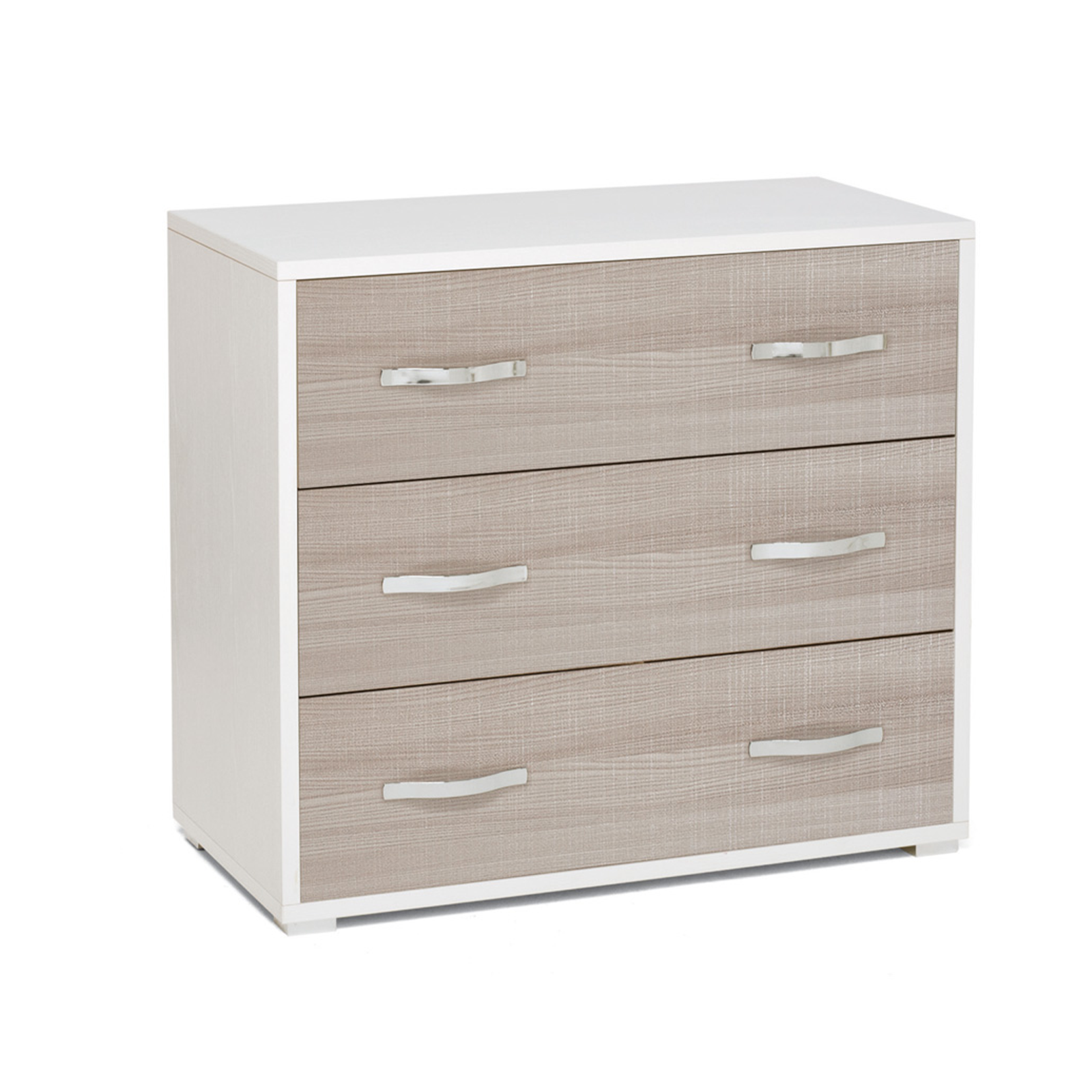 Cassettiera in legno "Modern" 3 cassetti bianco/olmo cm 91x45 81h