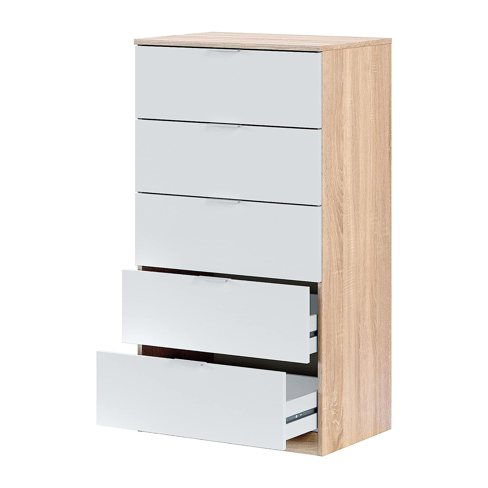 Cassettiera per camera da letto "LC" in legno rovere a 5 cassetti cm 60x40 110h