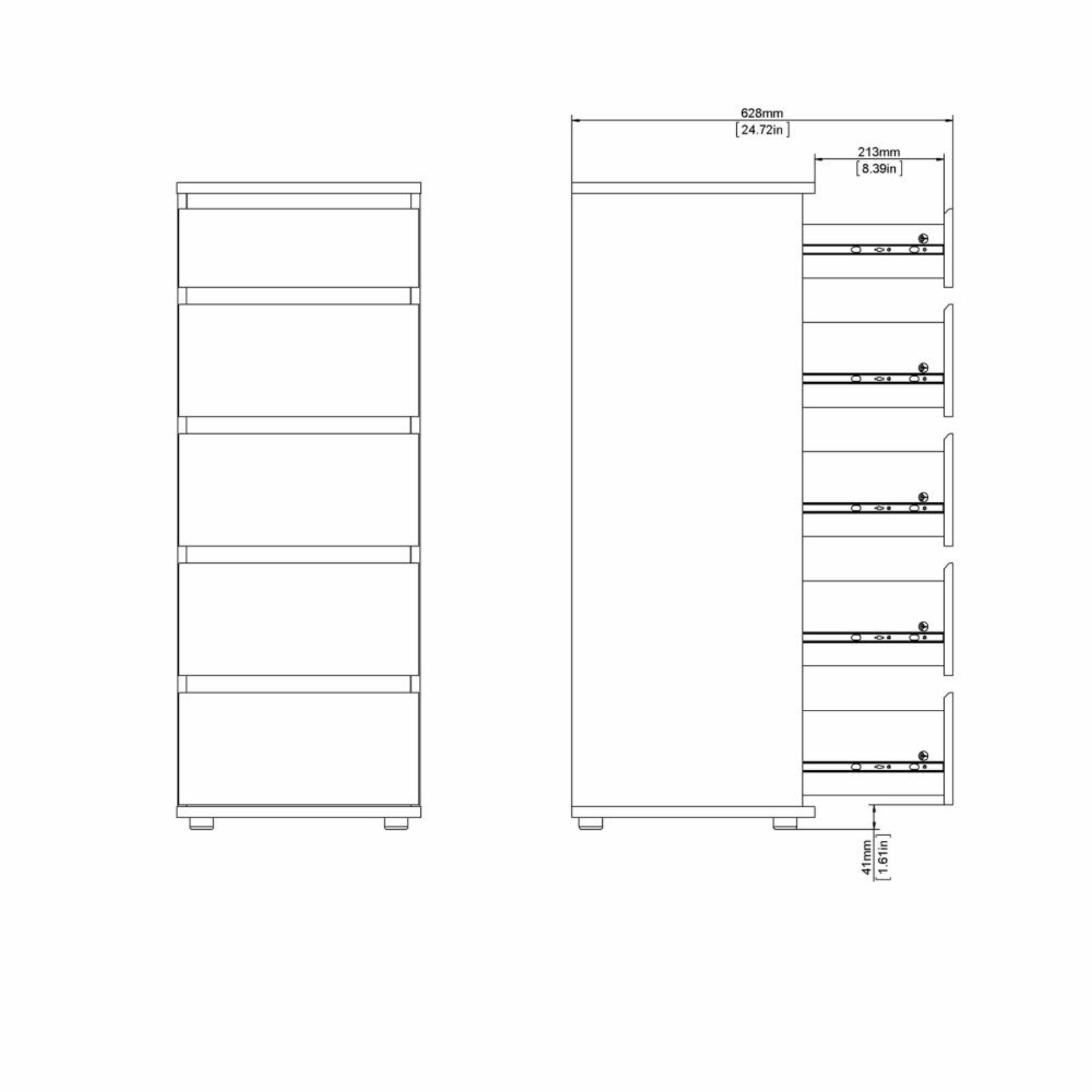 Cassettiera moderna per camera da letto "Nova" in legno bianco e rovere