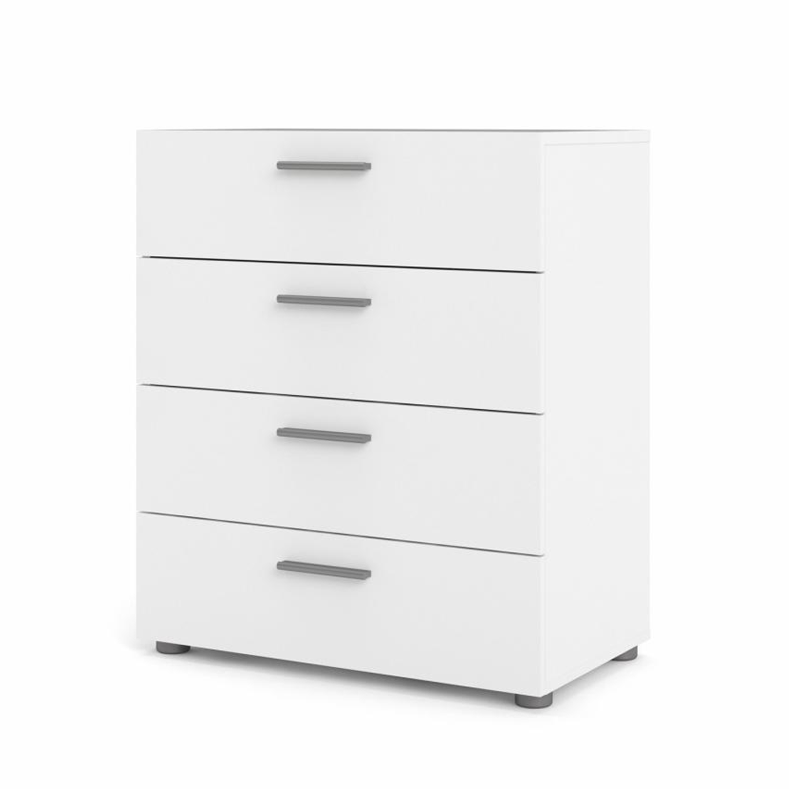 Cassettiera moderna "Pepe" in legno bianco e rovere 4 cassetti cm 70x40 82h