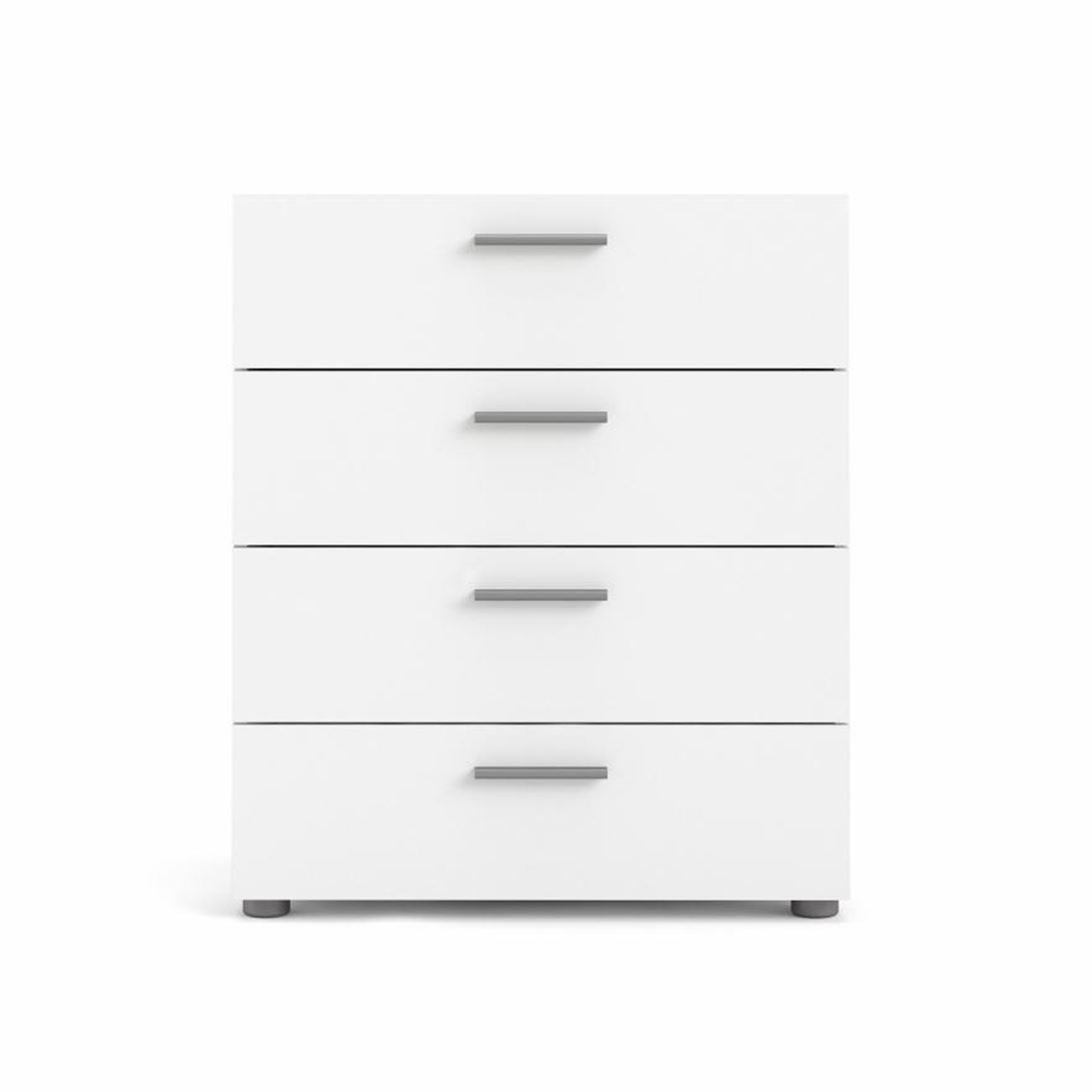Cassettiera moderna "Pepe" in legno bianco e rovere 4 cassetti cm 70x40 82h