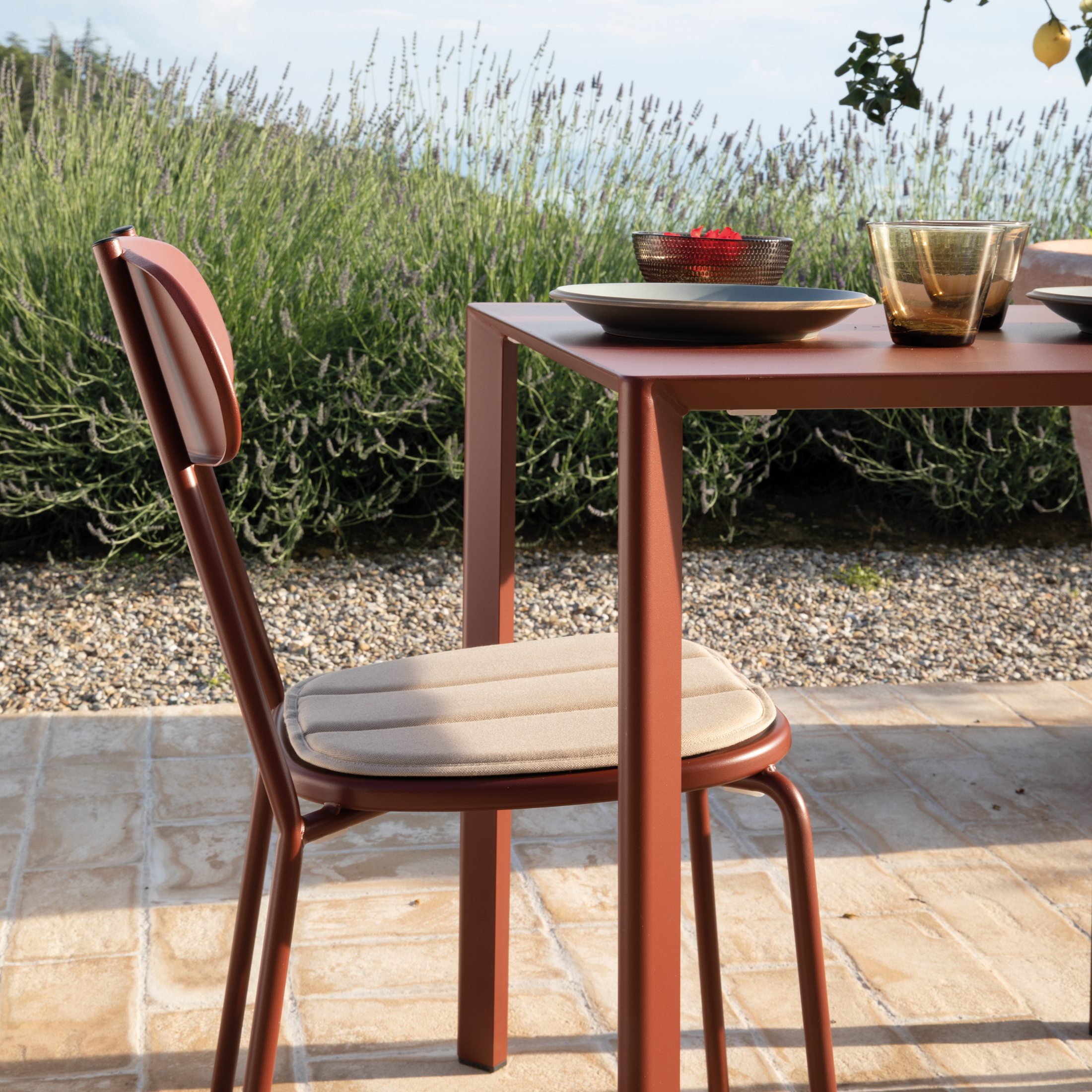 Tavolo quadrato in metallo "Fox1" per giardino impilabile cm 80x80 75h